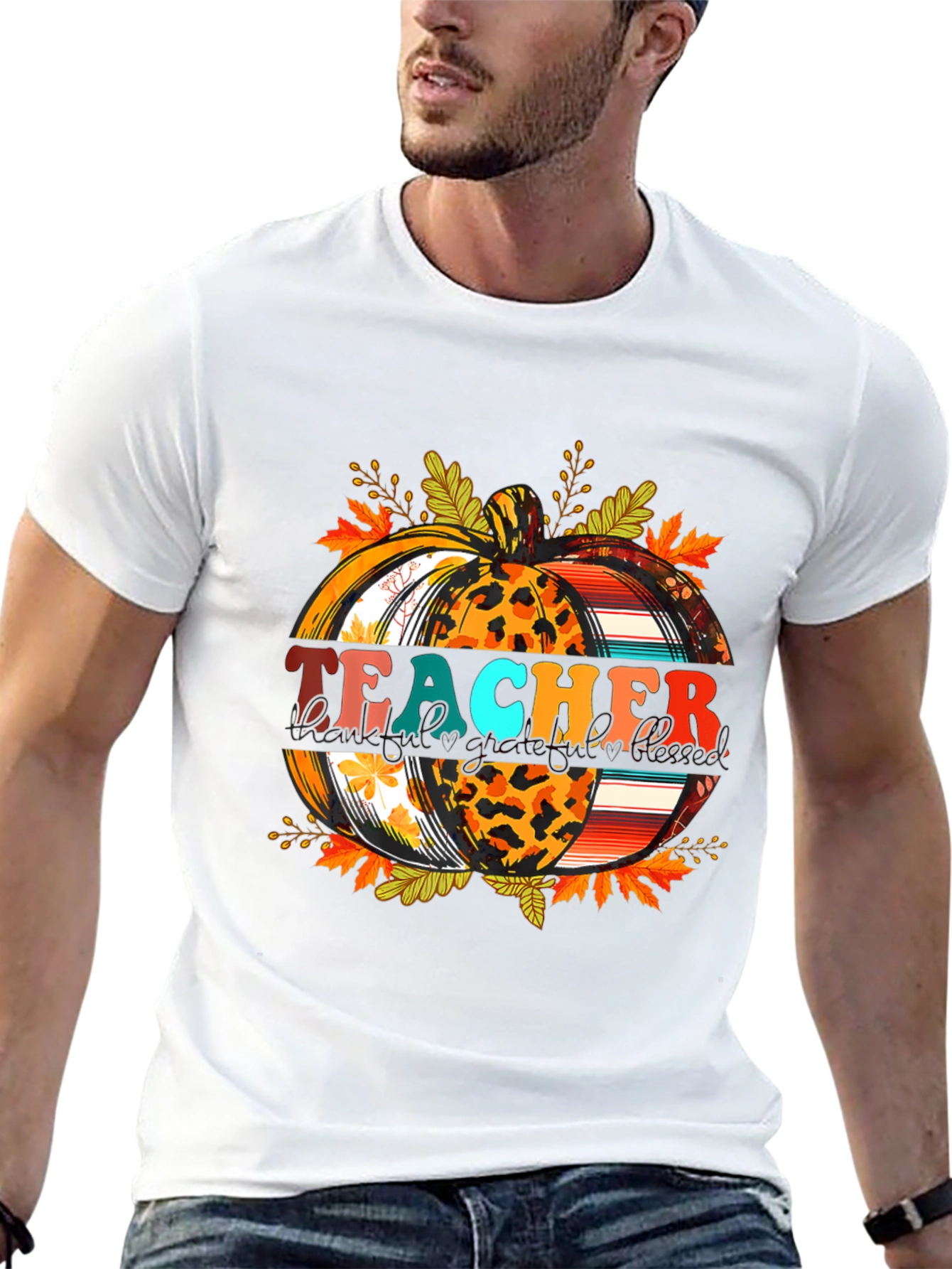 Fall Teacher Pumpkin Graphic Tee - Autumn Apparel