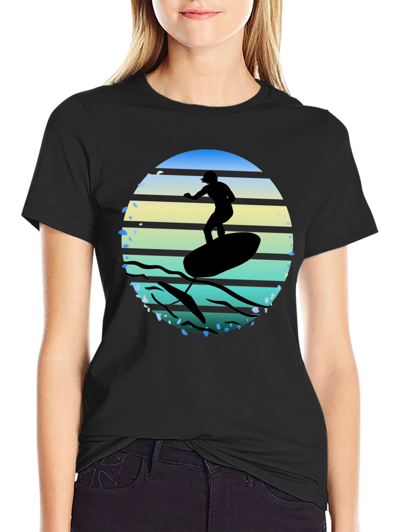 Surfing Silhouette Graphic Tee