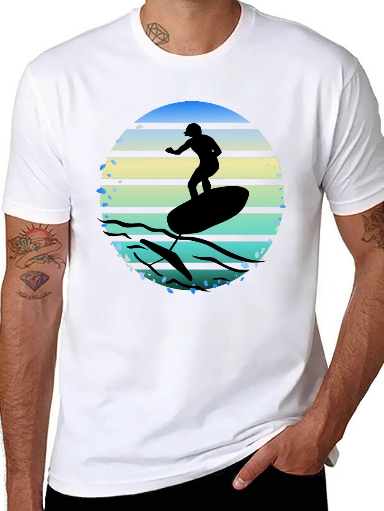Surfing Silhouette Graphic Tee