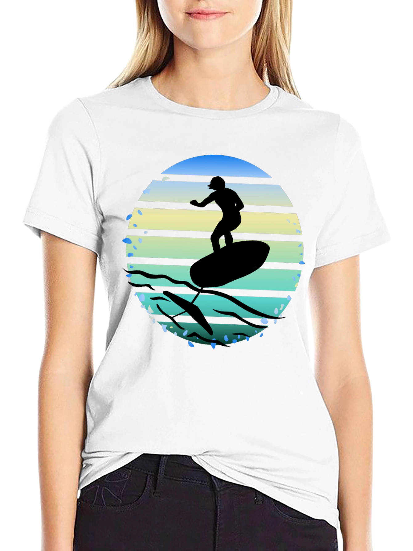 Surfing Silhouette Graphic Tee
