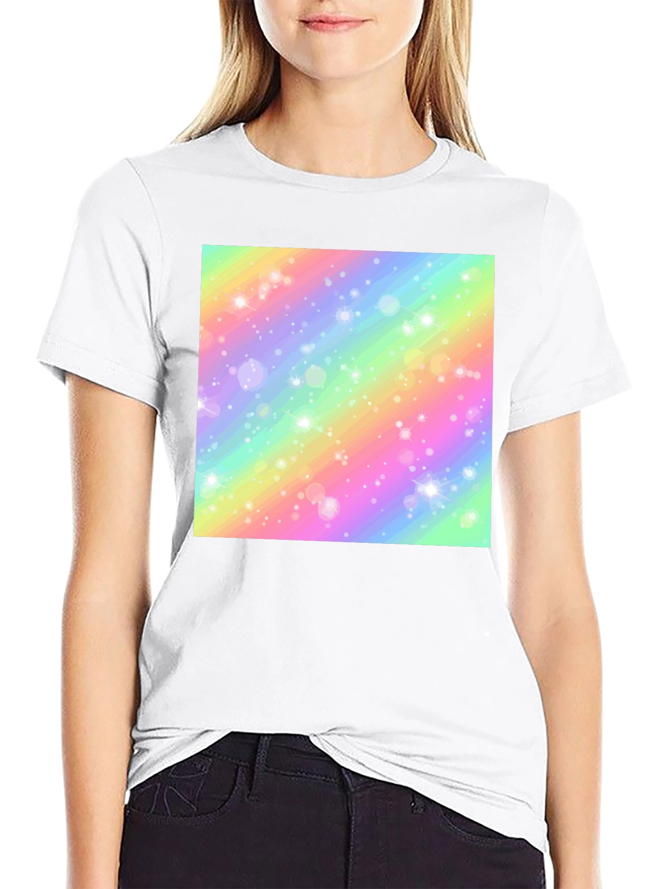 Rainbow Sparkle Graphic Tee - Stylish and Fun!