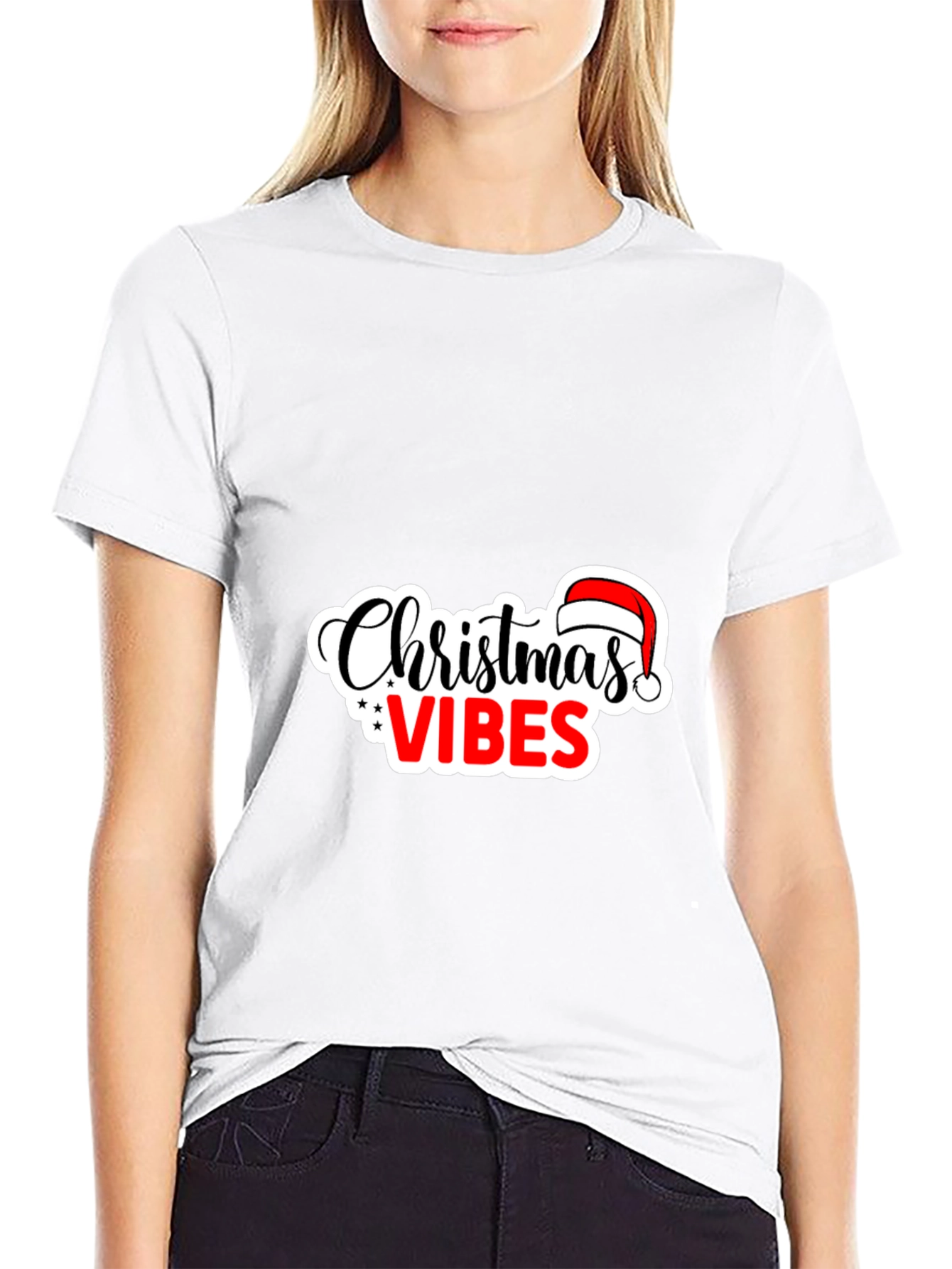Christmas Vibes Black Tee