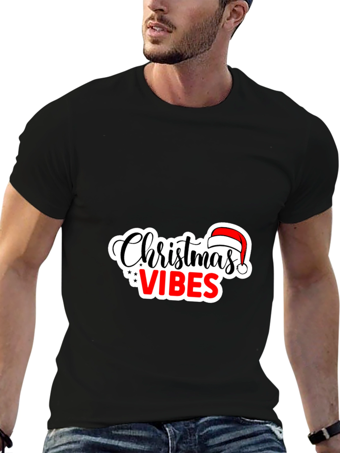 Christmas Vibes Black Tee