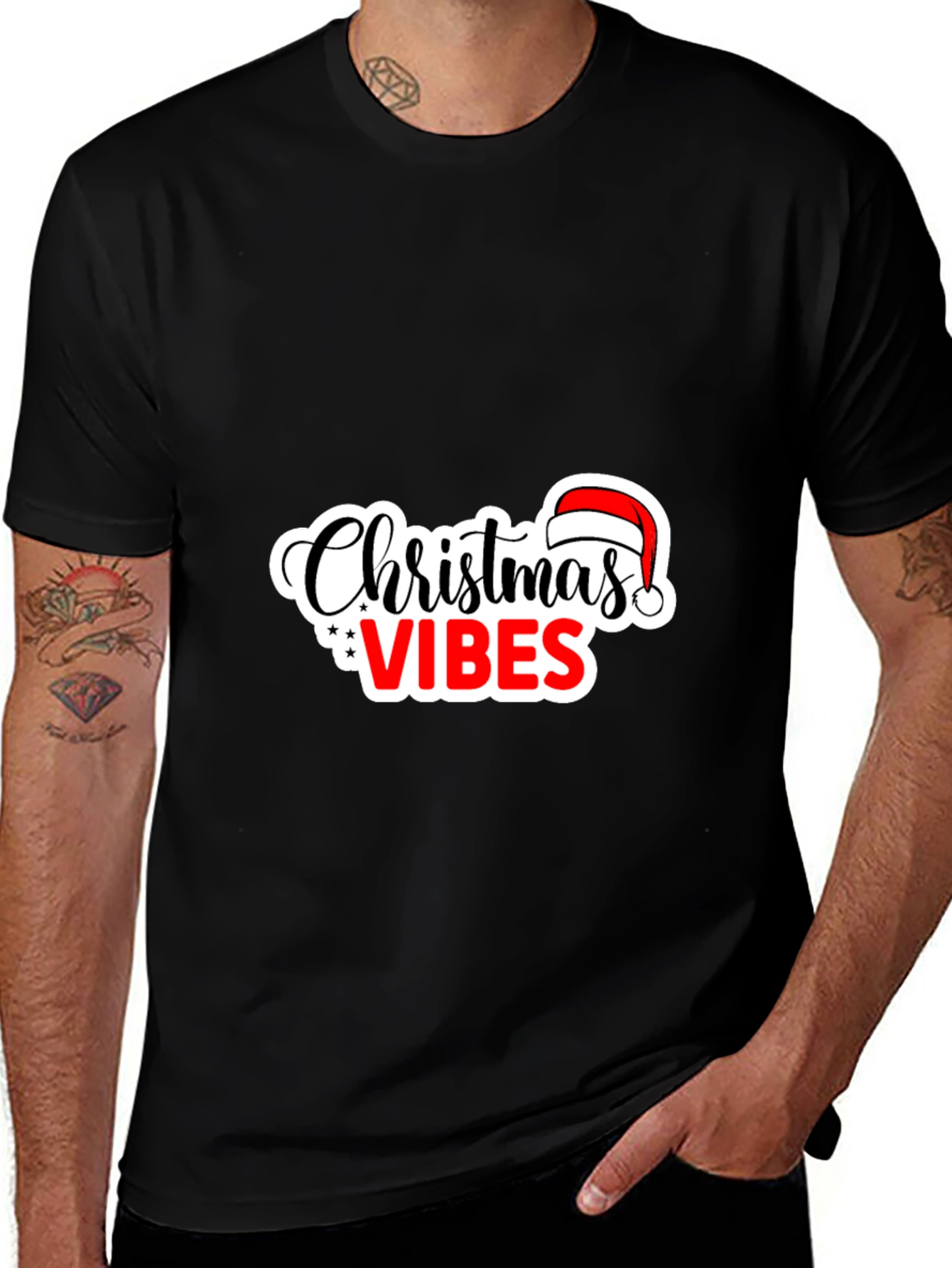Christmas Vibes Black Tee