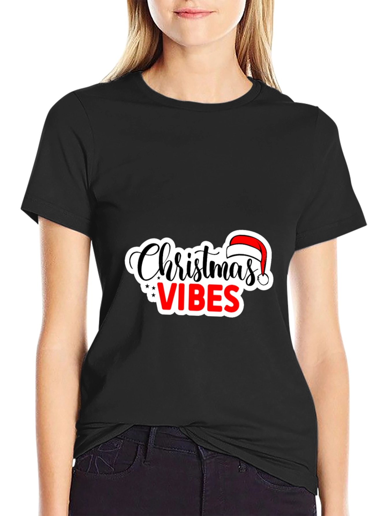 Christmas Vibes Black Tee