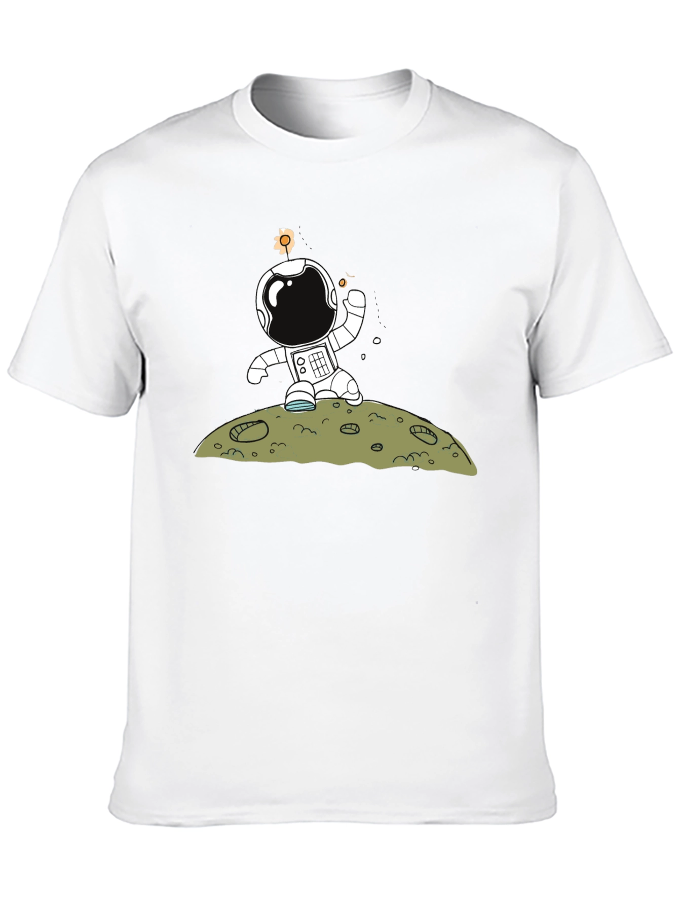 Astronaut on Moon Graphic Tee - Black Cotton
