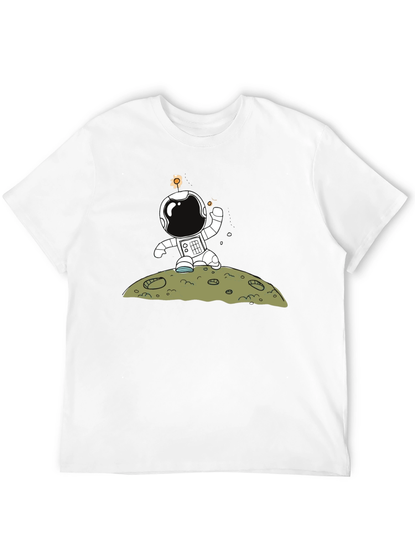Astronaut on Moon Graphic Tee - Black Cotton