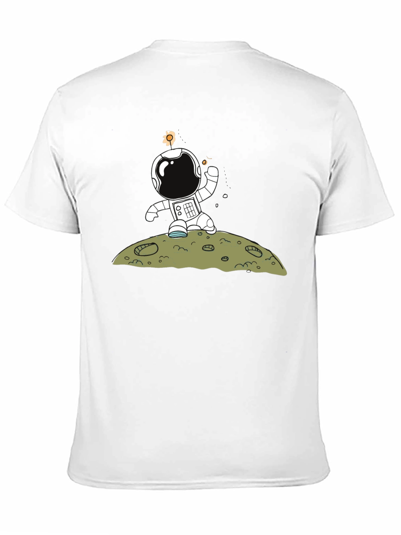 Astronaut on Moon Graphic Tee - Black Cotton