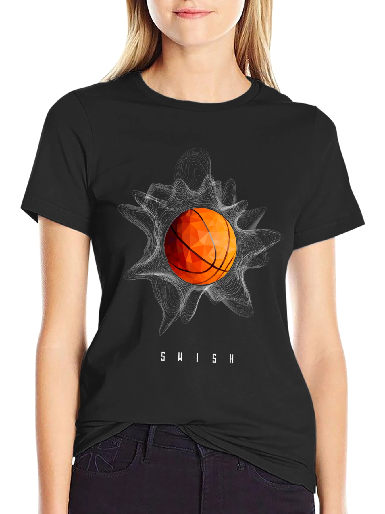 Swish Basketball Graphic Tee - Stylish Black T-Shirt
