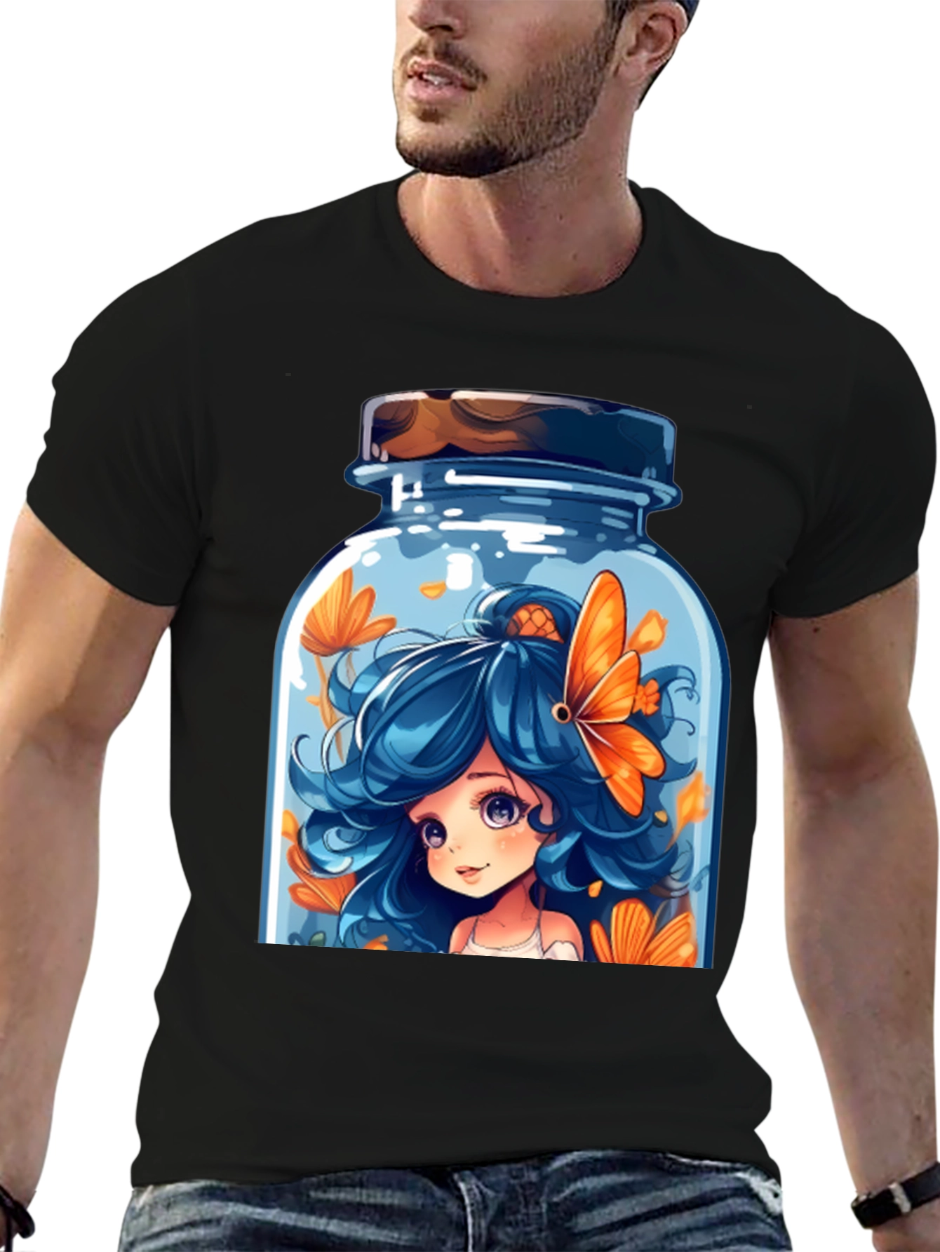 Cartoon Girl in a Jar Graphic T-Shirt