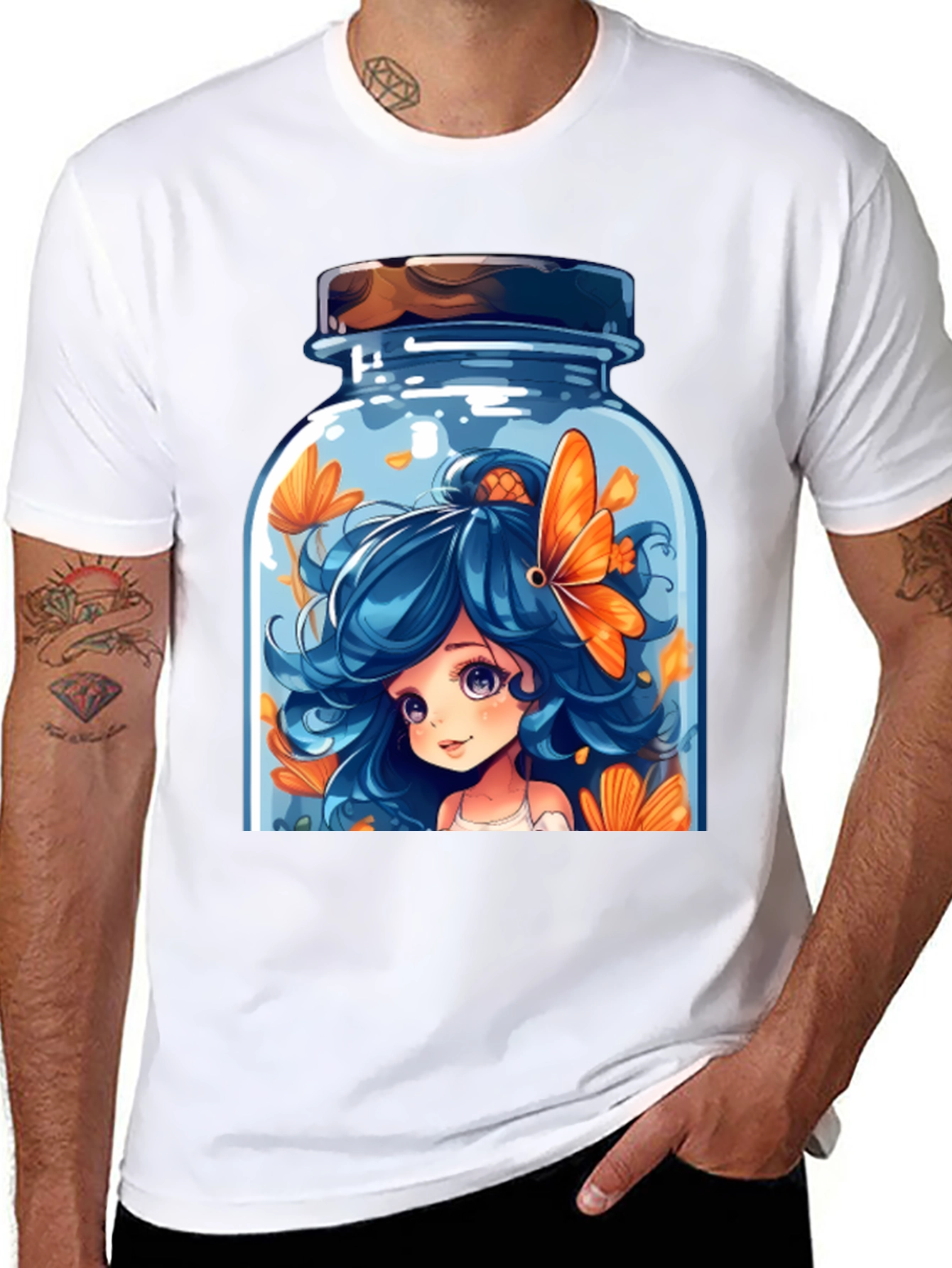 Cartoon Girl in a Jar Graphic T-Shirt