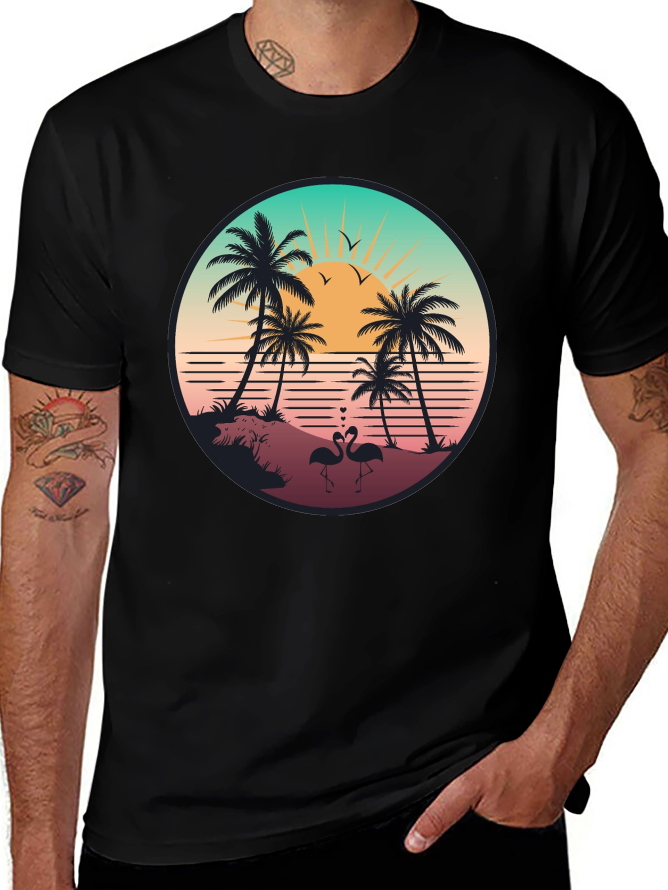 Tropical Sunset Flamingo T-Shirt