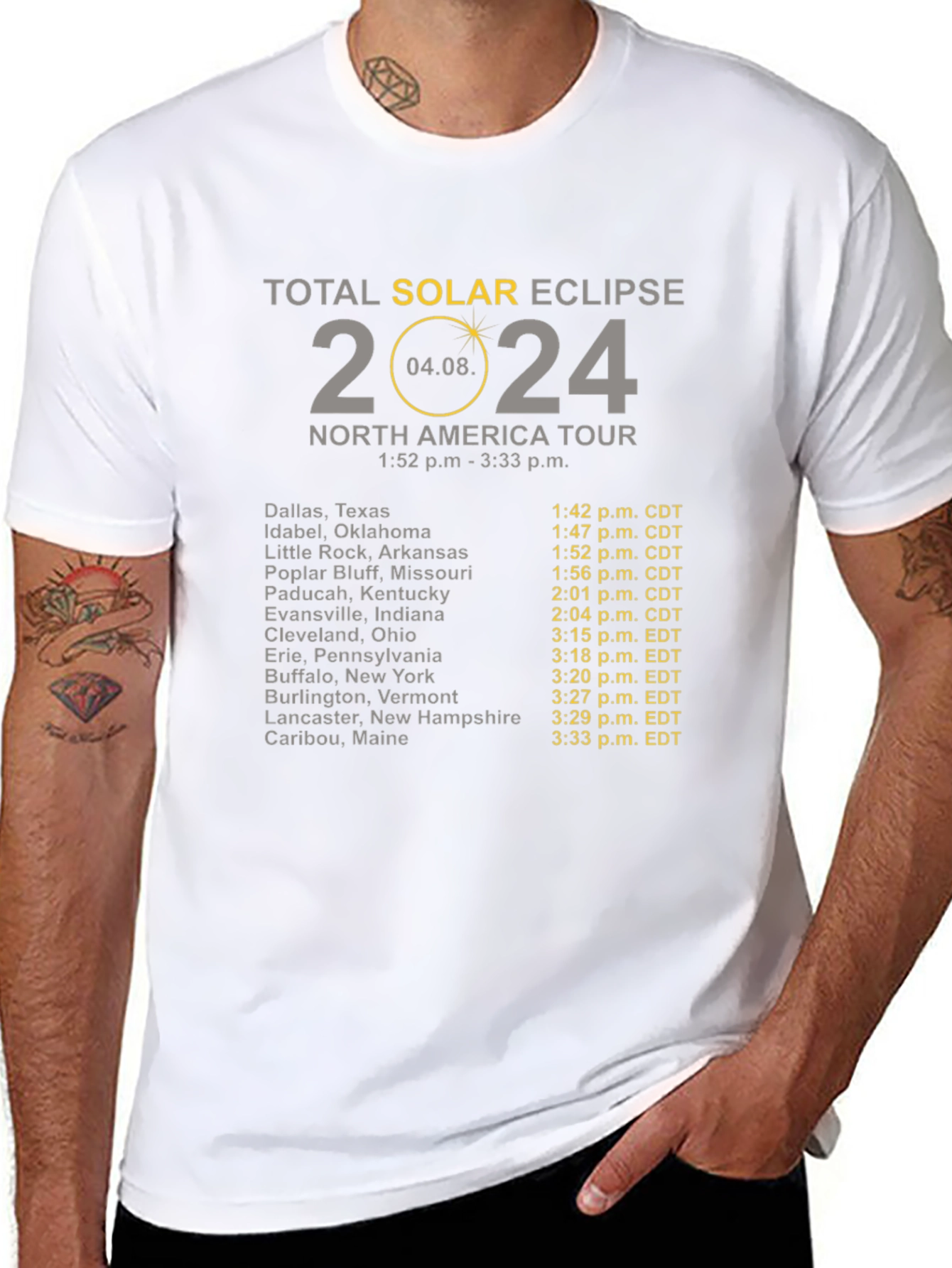 Total Solar Eclipse 2024 North America Tour T-Shirt