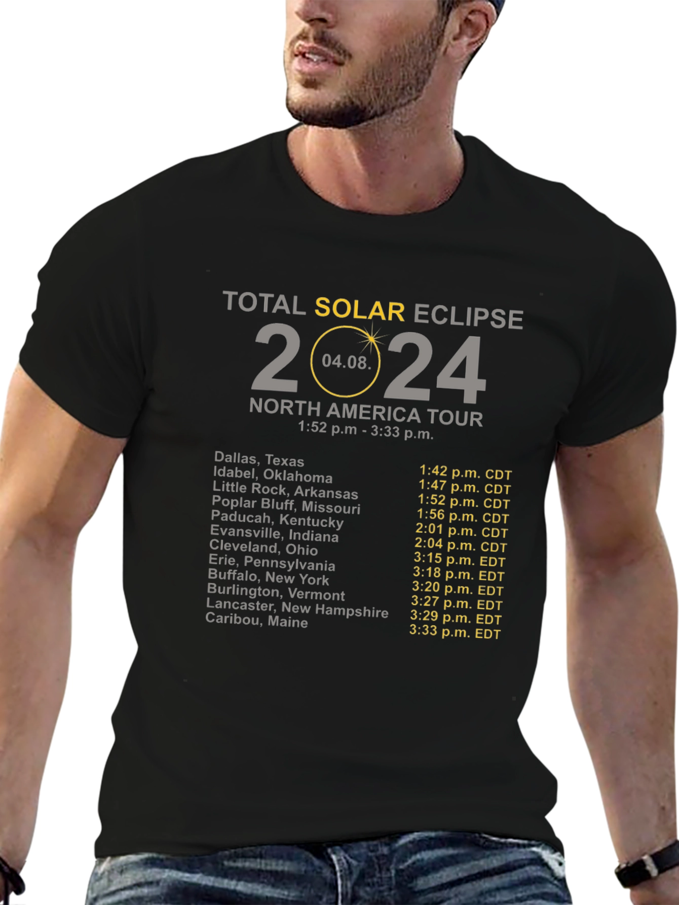 Total Solar Eclipse 2024 North America Tour T-Shirt