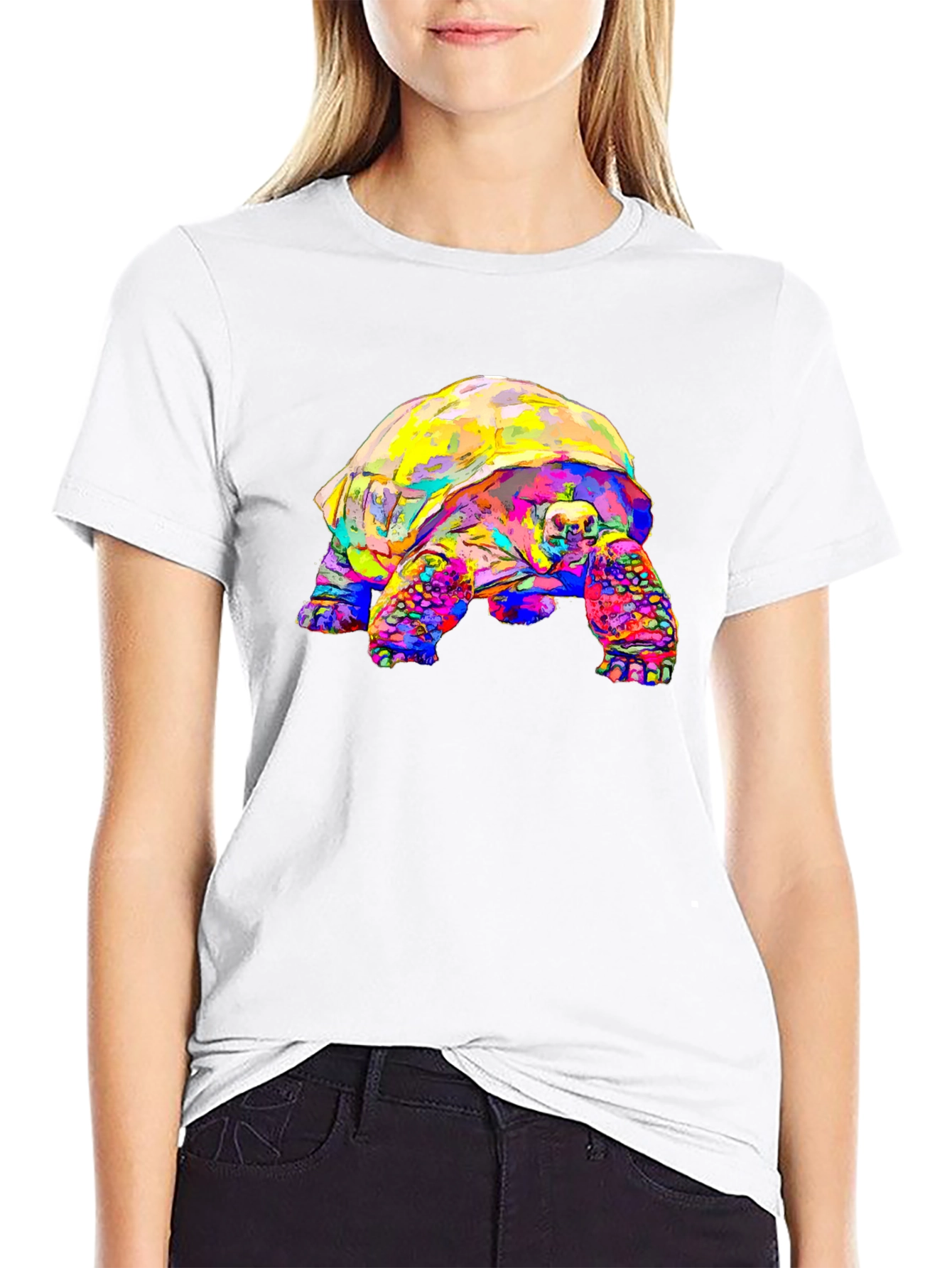 Vibrant Tortoise Graphic T-Shirt - Unique Animal Print