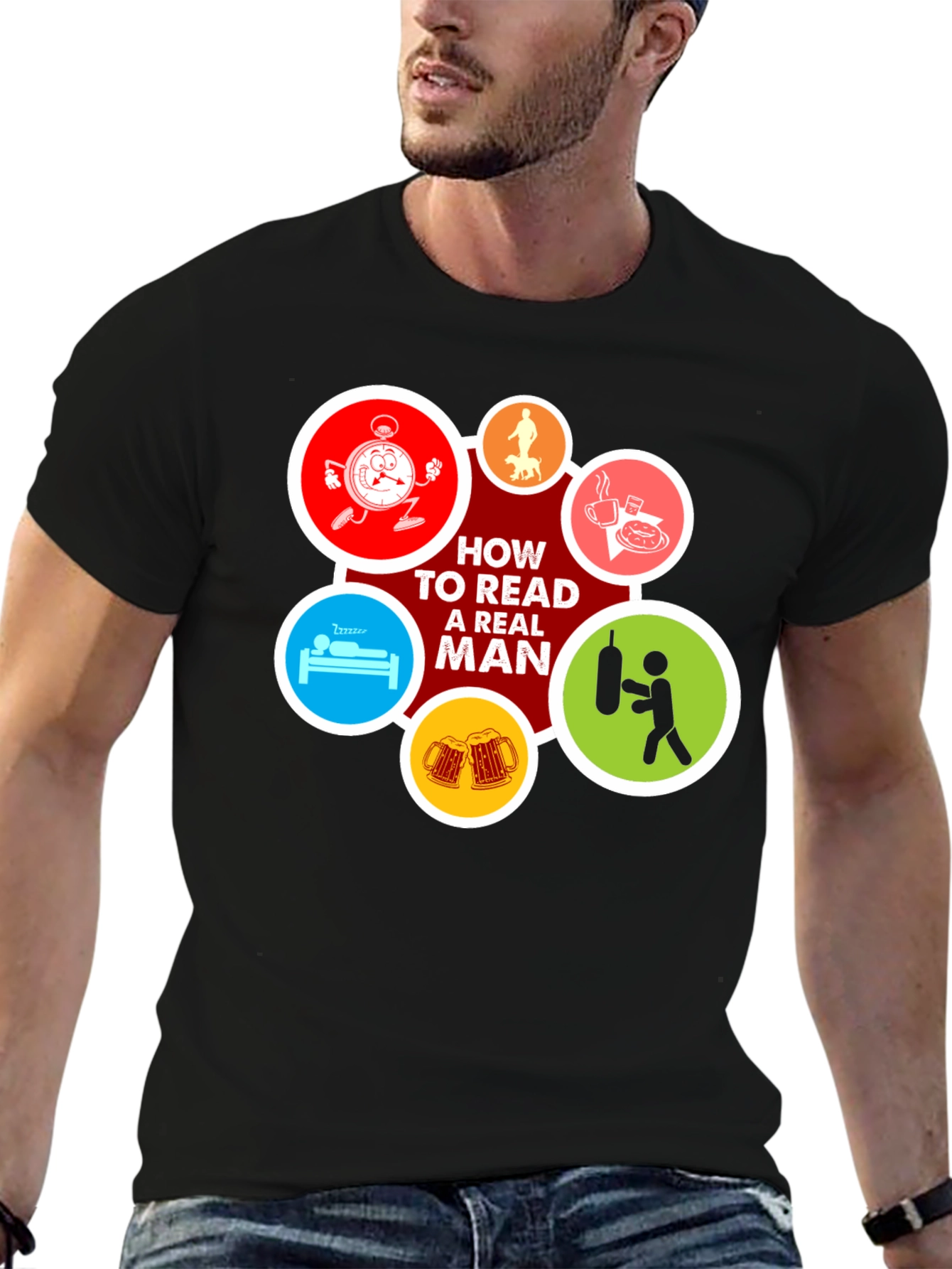 How to Read a Real Man Black T-Shirt