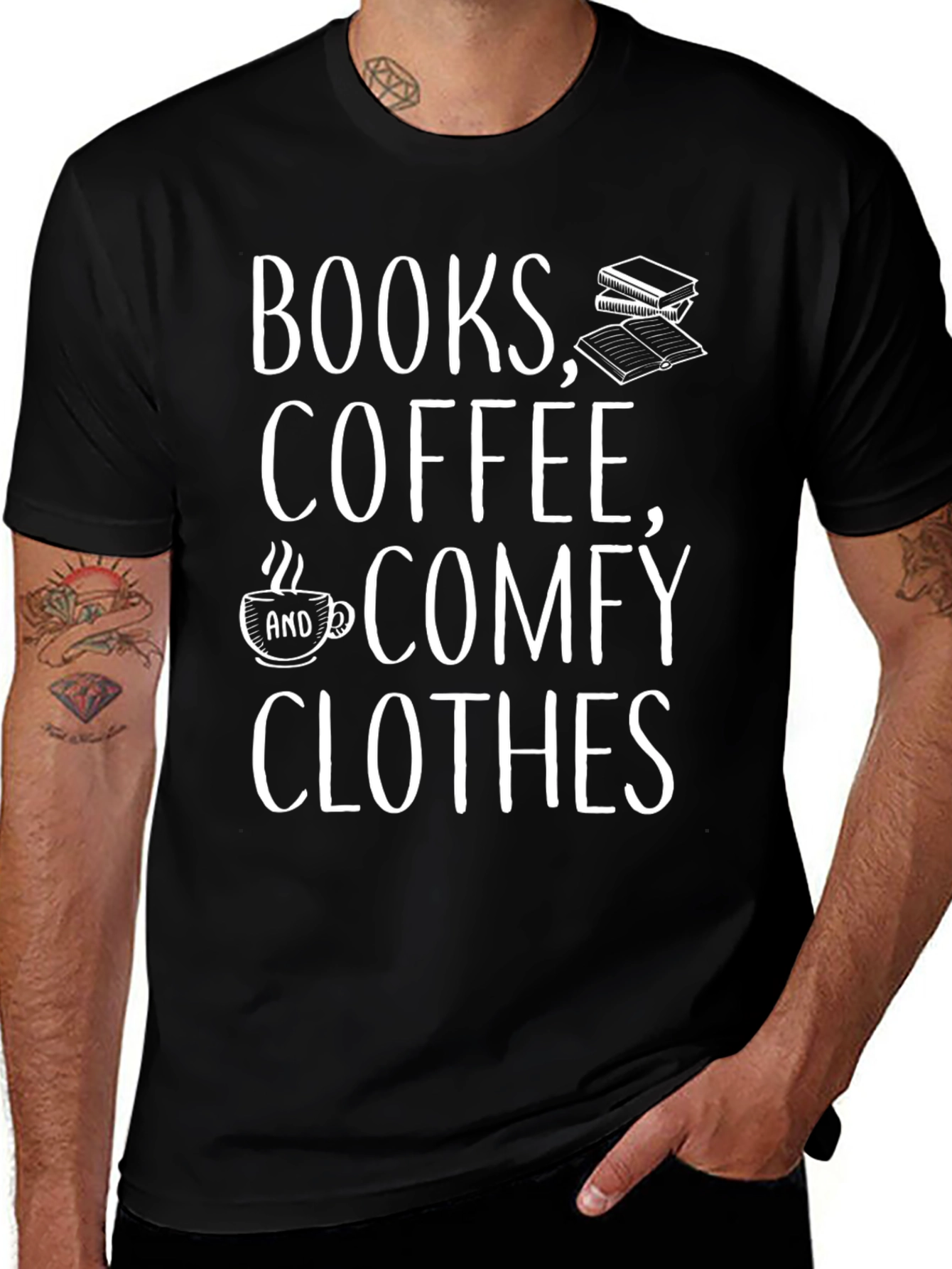 Books Coffee Comfy Clothes Graphic Tee