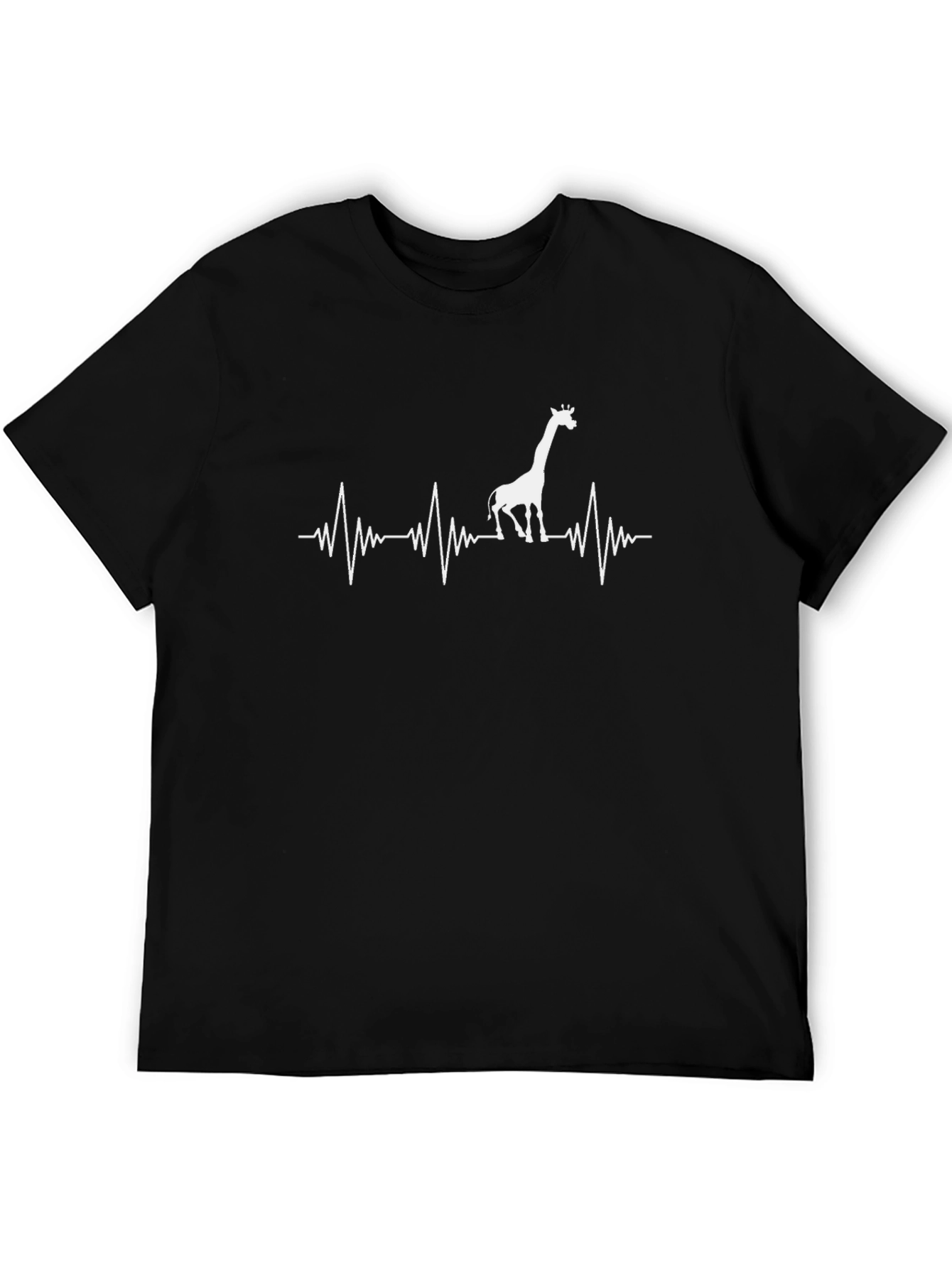 Giraffe Heartbeat Graphic Tee - Novelty Crew Neck T-Shirt