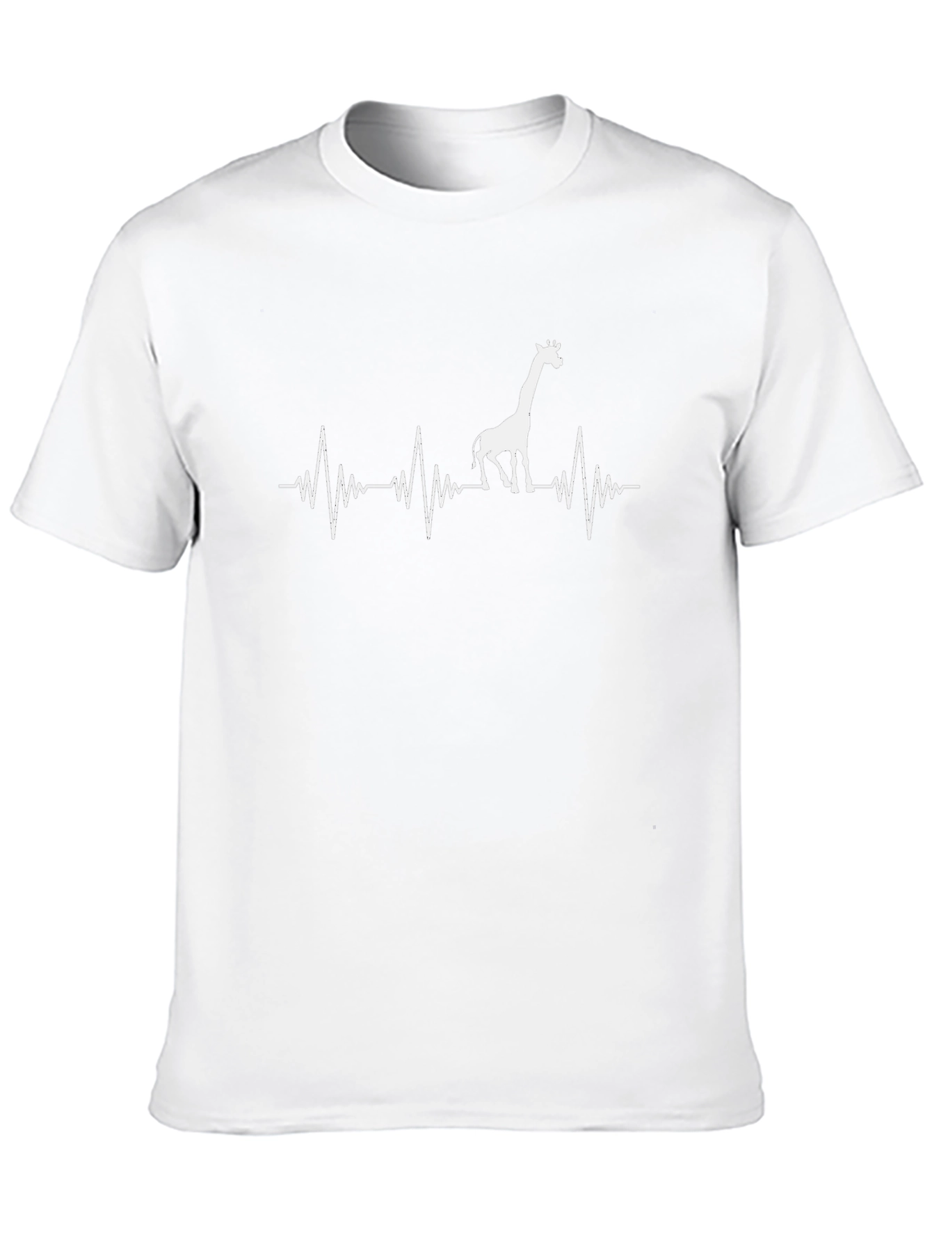 Giraffe Heartbeat Graphic Tee - Novelty Crew Neck T-Shirt