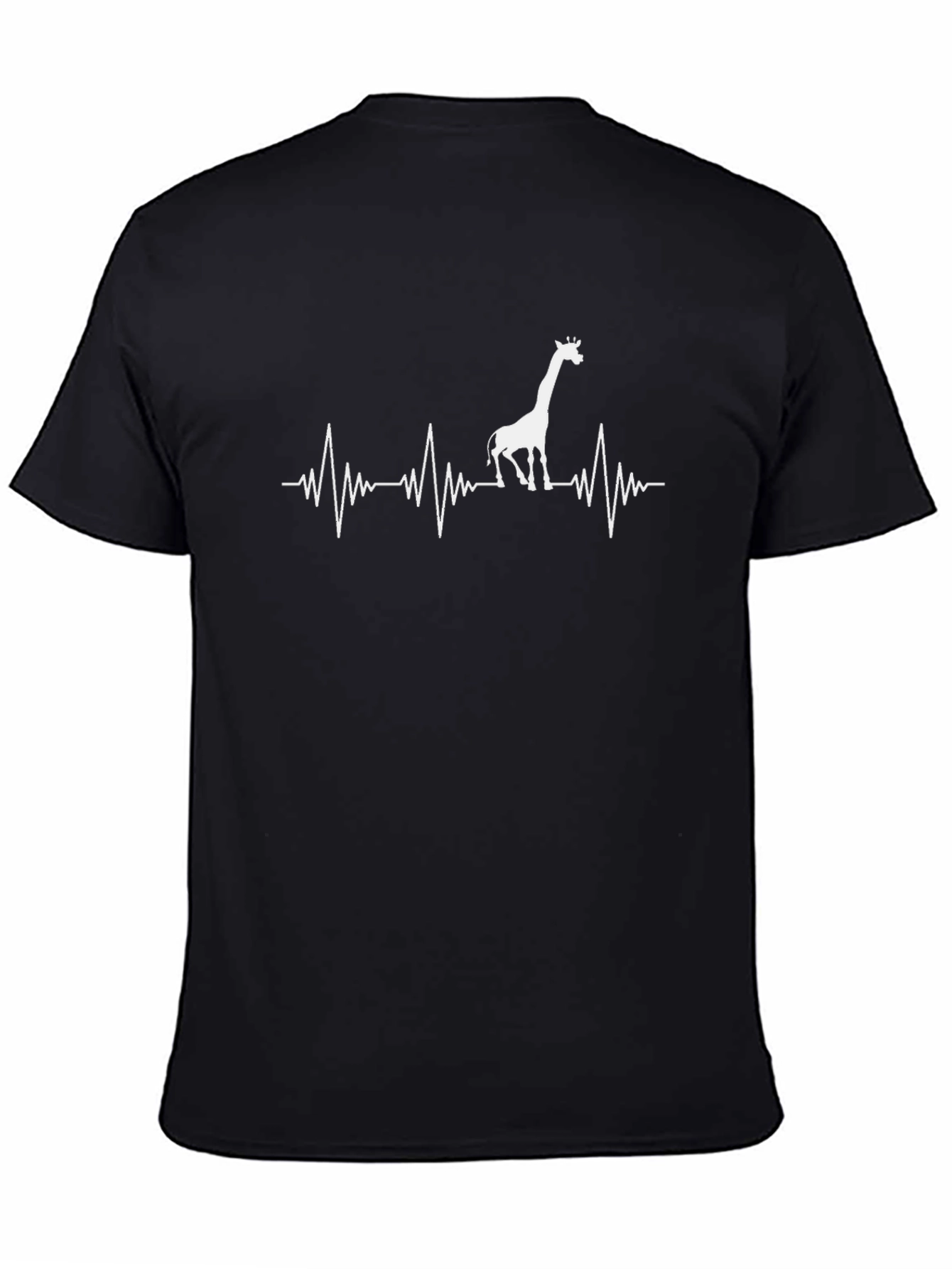 Giraffe Heartbeat Graphic Tee - Novelty Crew Neck T-Shirt
