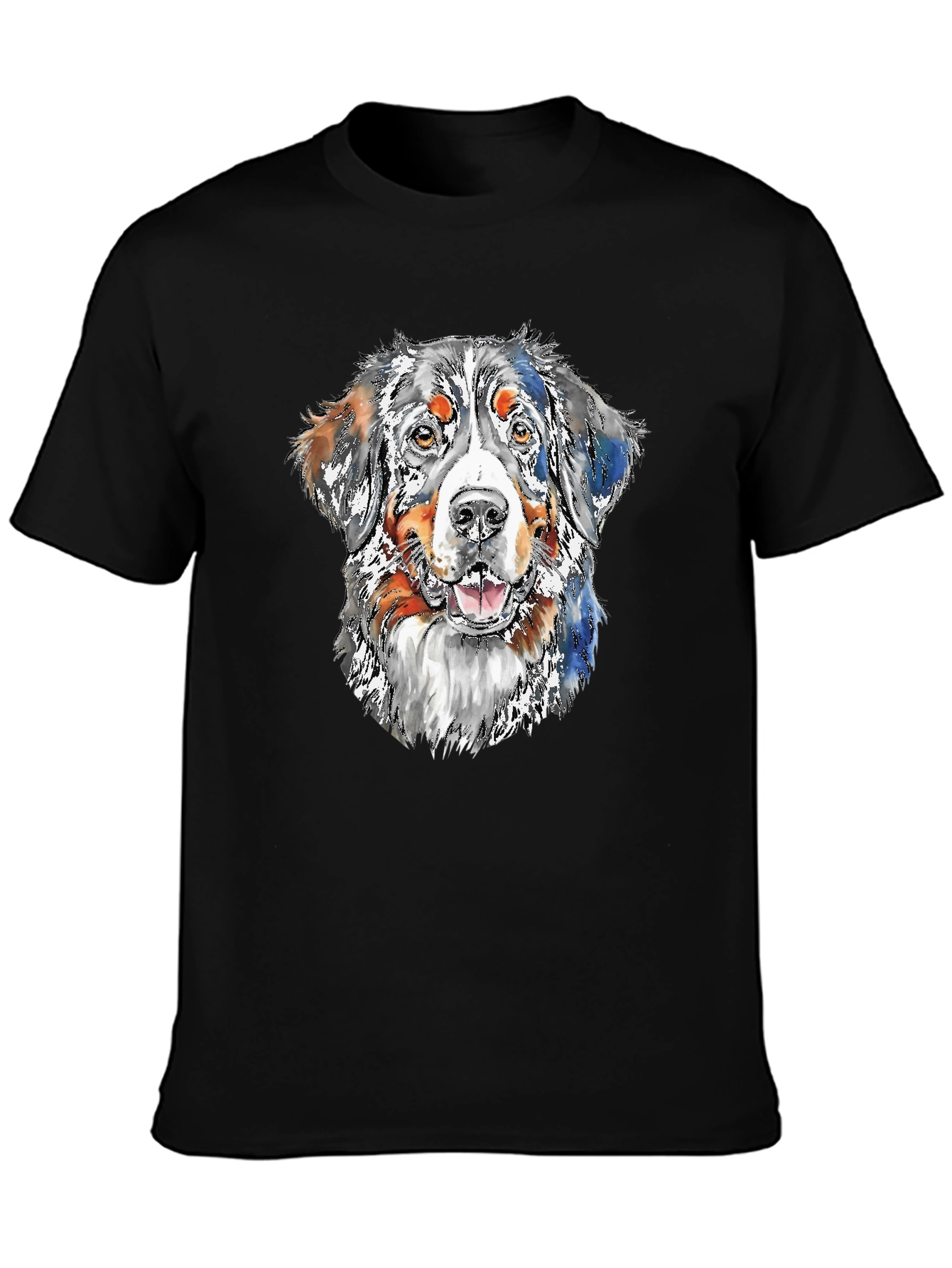 Dog Portrait Graphic Tee - Black Cotton Blend