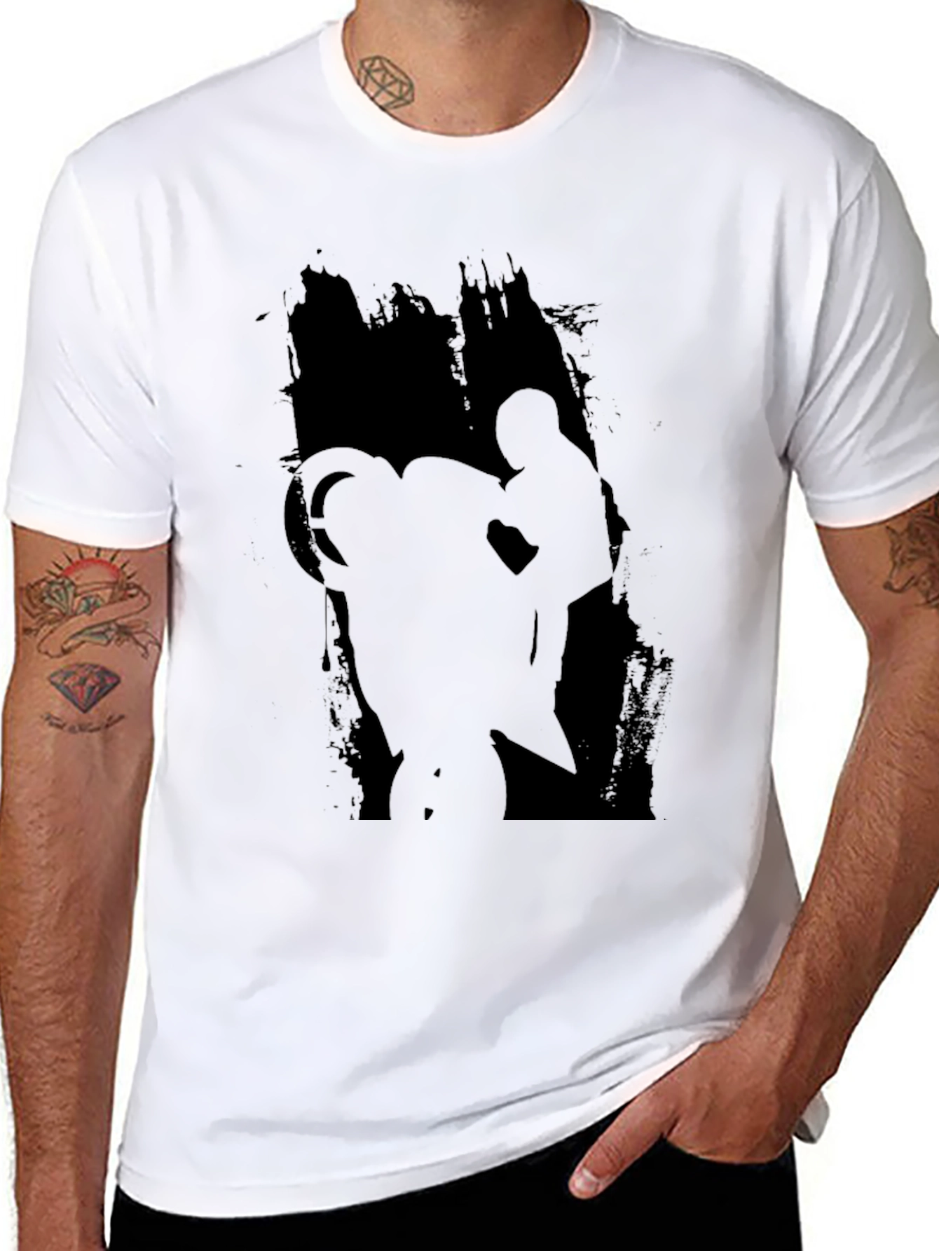 Black Graphic Tee - Motorcycle Rider Design
