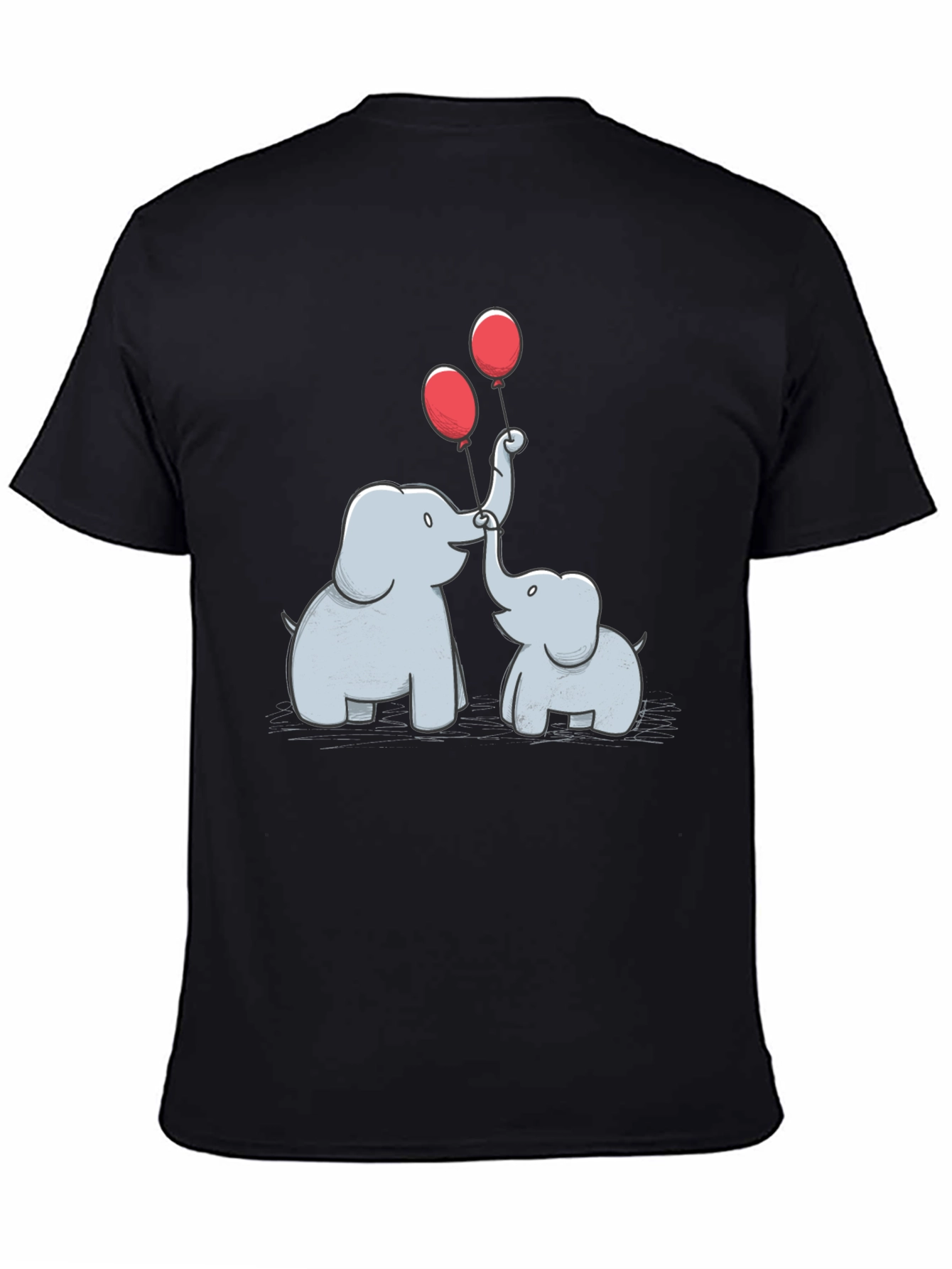 Elephant & Balloons Graphic Black T-Shirt