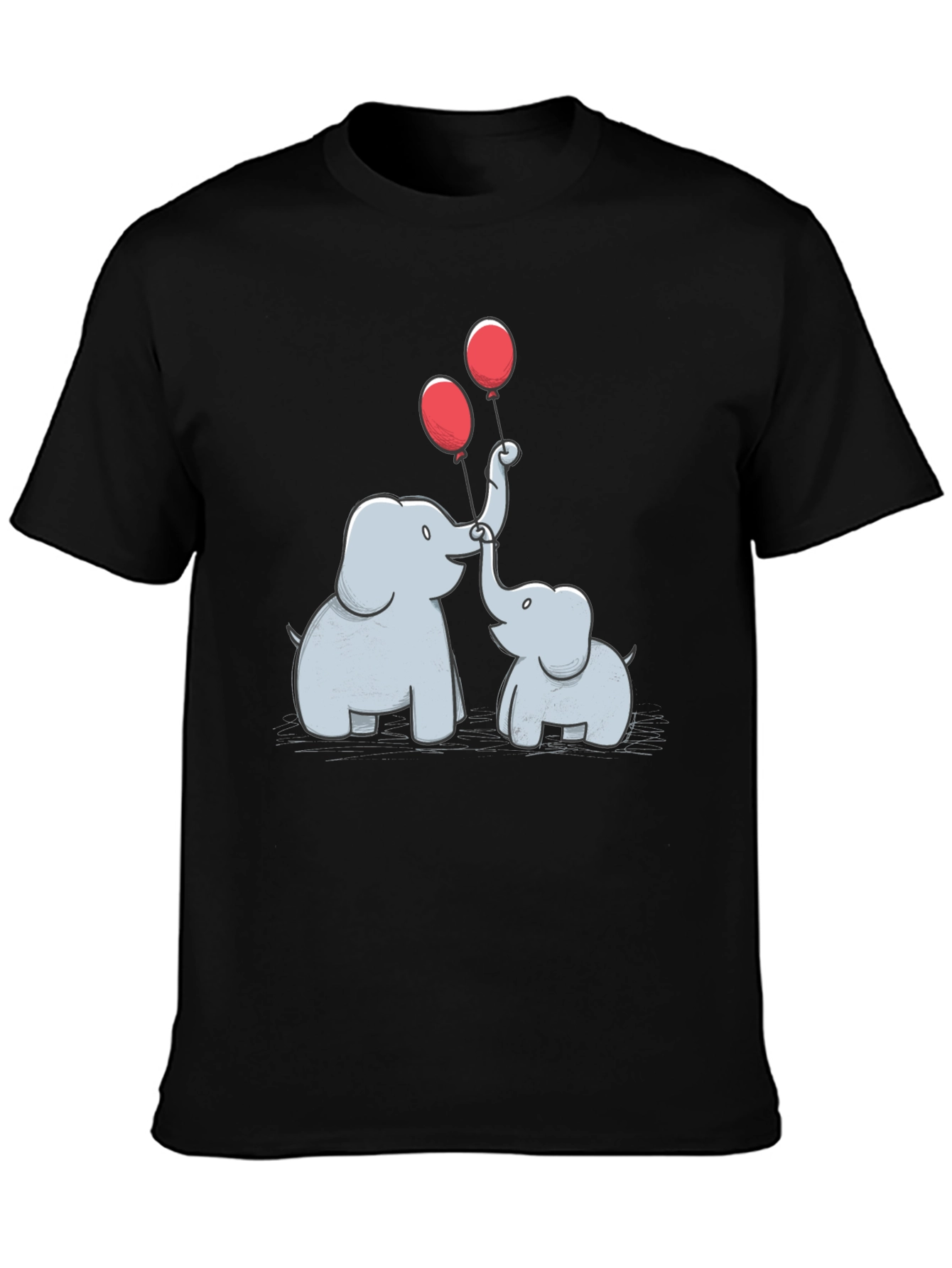 Elephant & Balloons Graphic Black T-Shirt