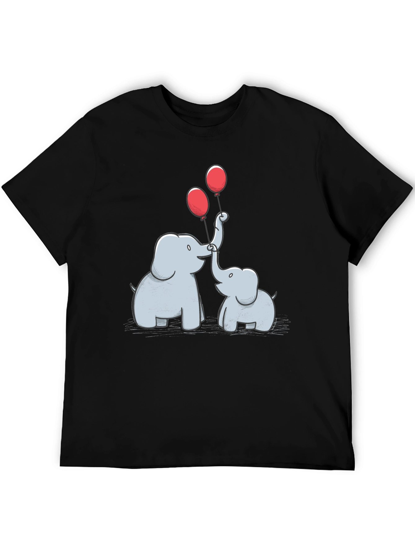 Elephant & Balloons Graphic Black T-Shirt