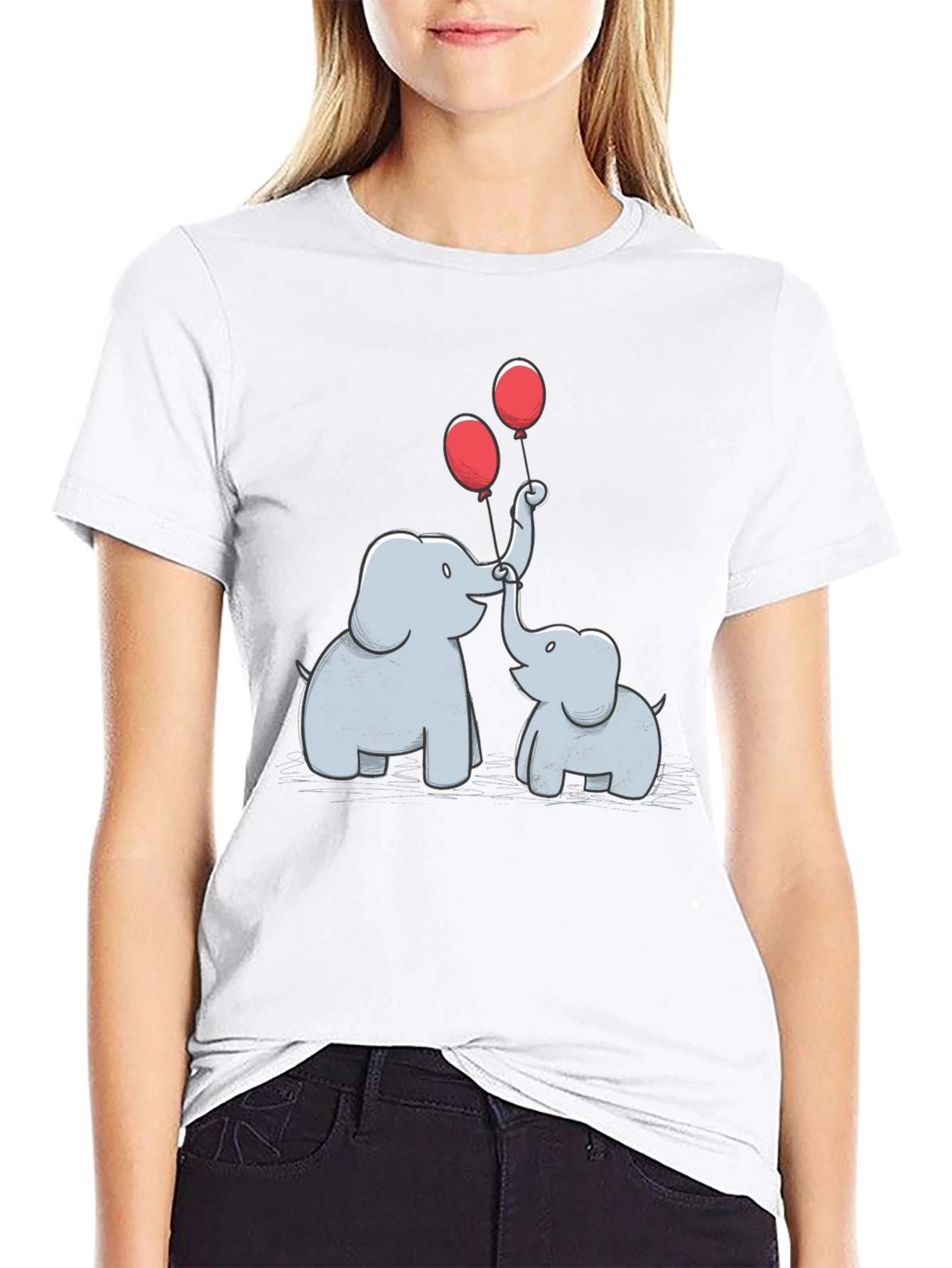 Elephant & Balloons Graphic Black T-Shirt