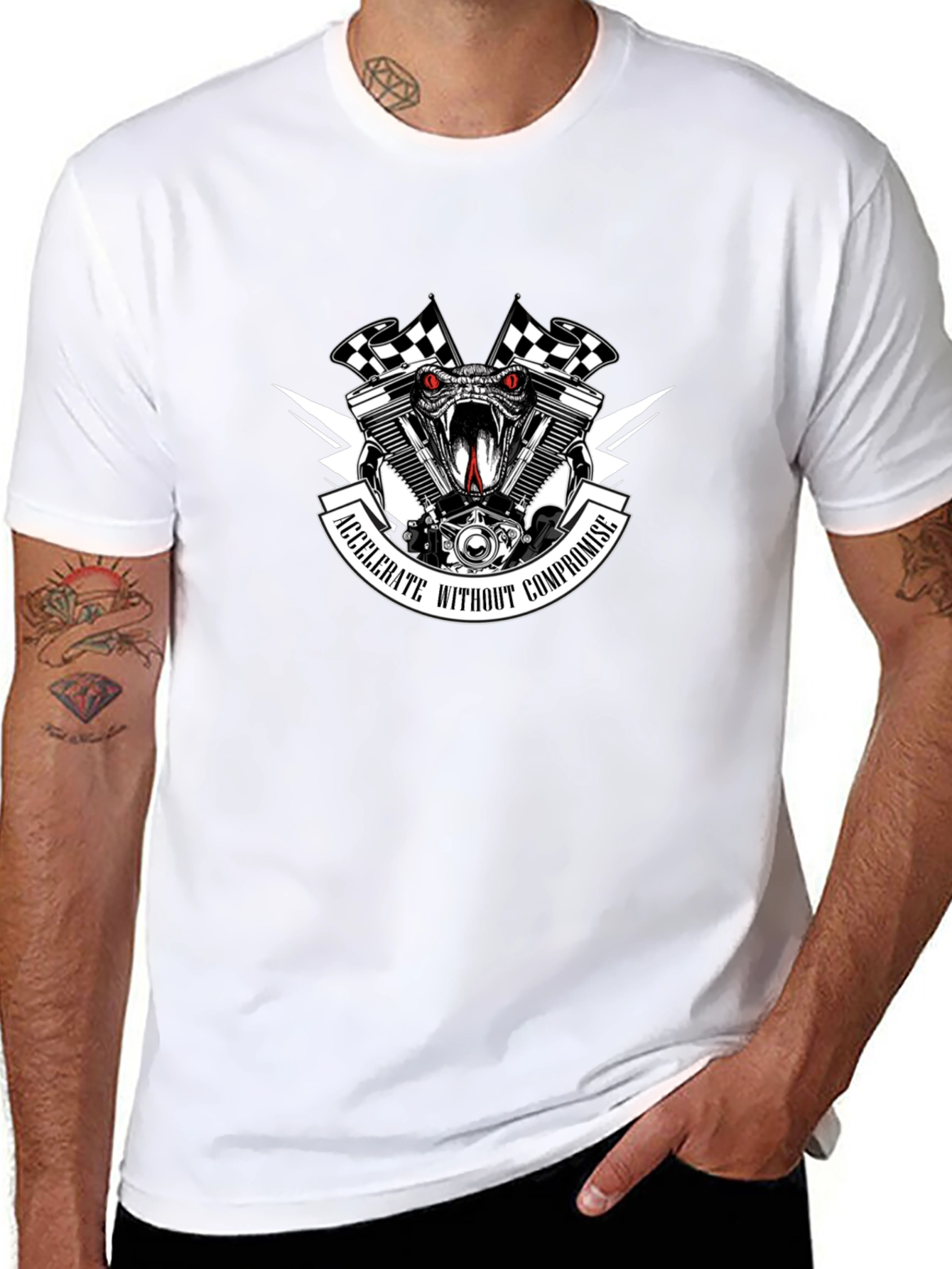 Motorcycle Snake Engine Graphic T-Shirt