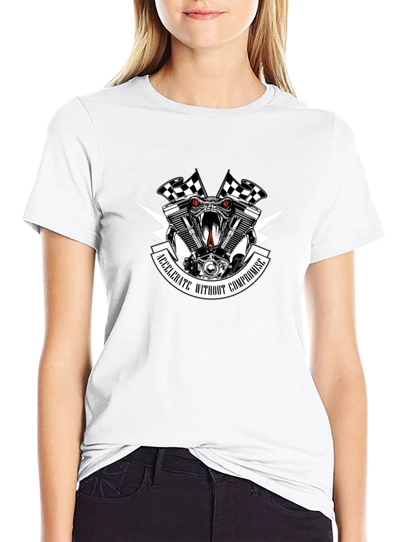 Motorcycle Snake Engine Graphic T-Shirt