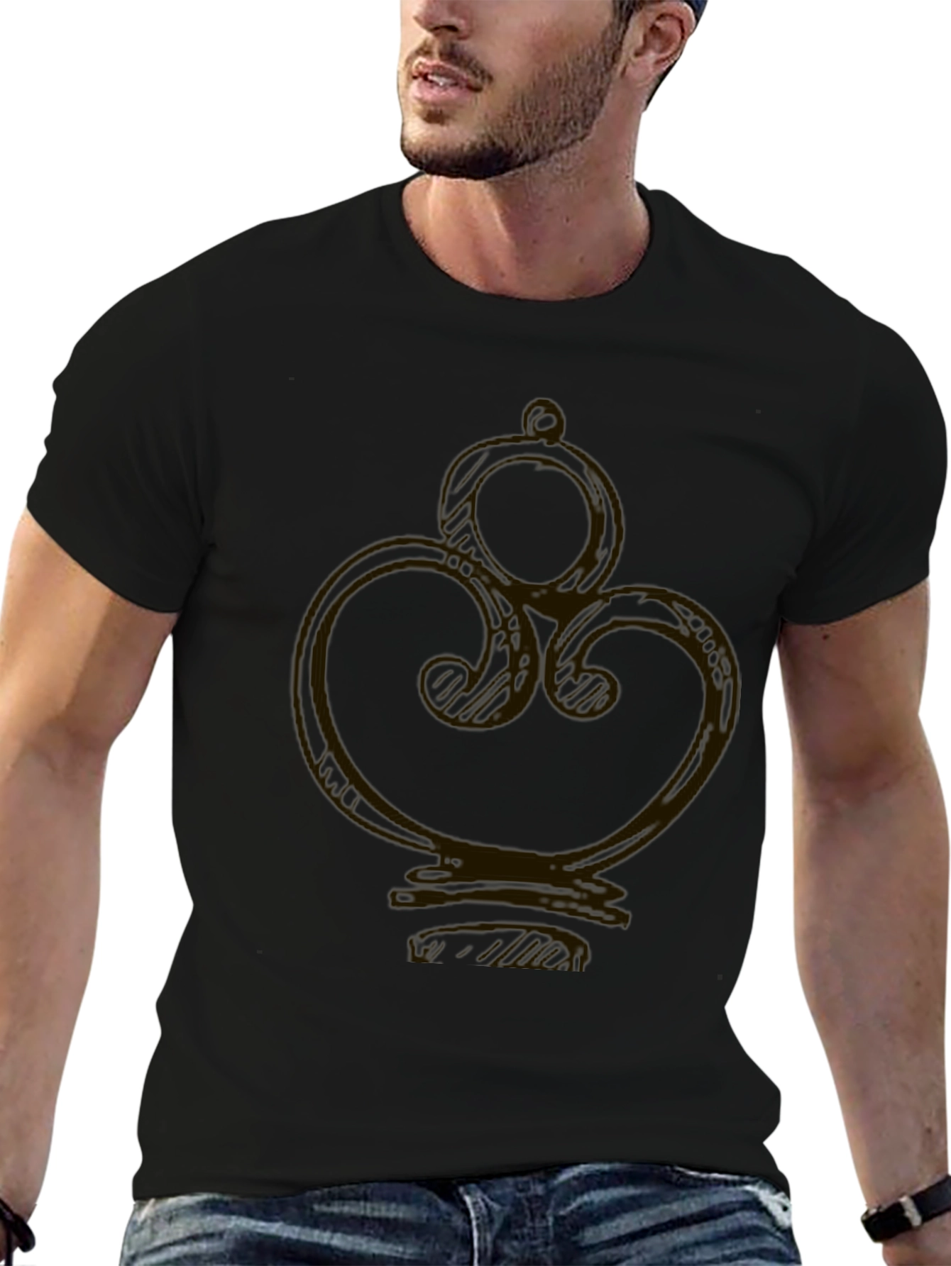 Elegant Swirl Graphic Black T-Shirt