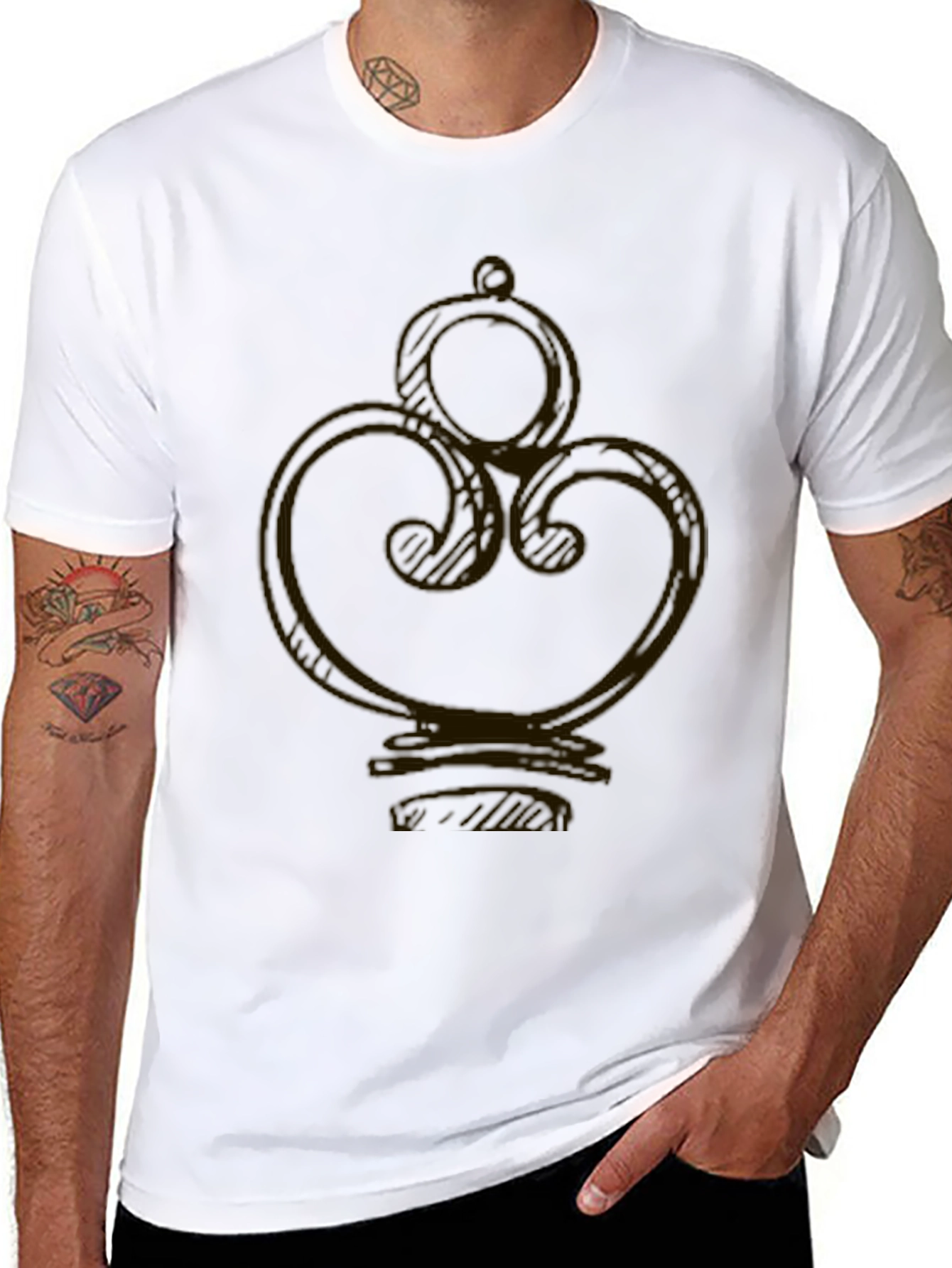 Elegant Swirl Graphic Black T-Shirt