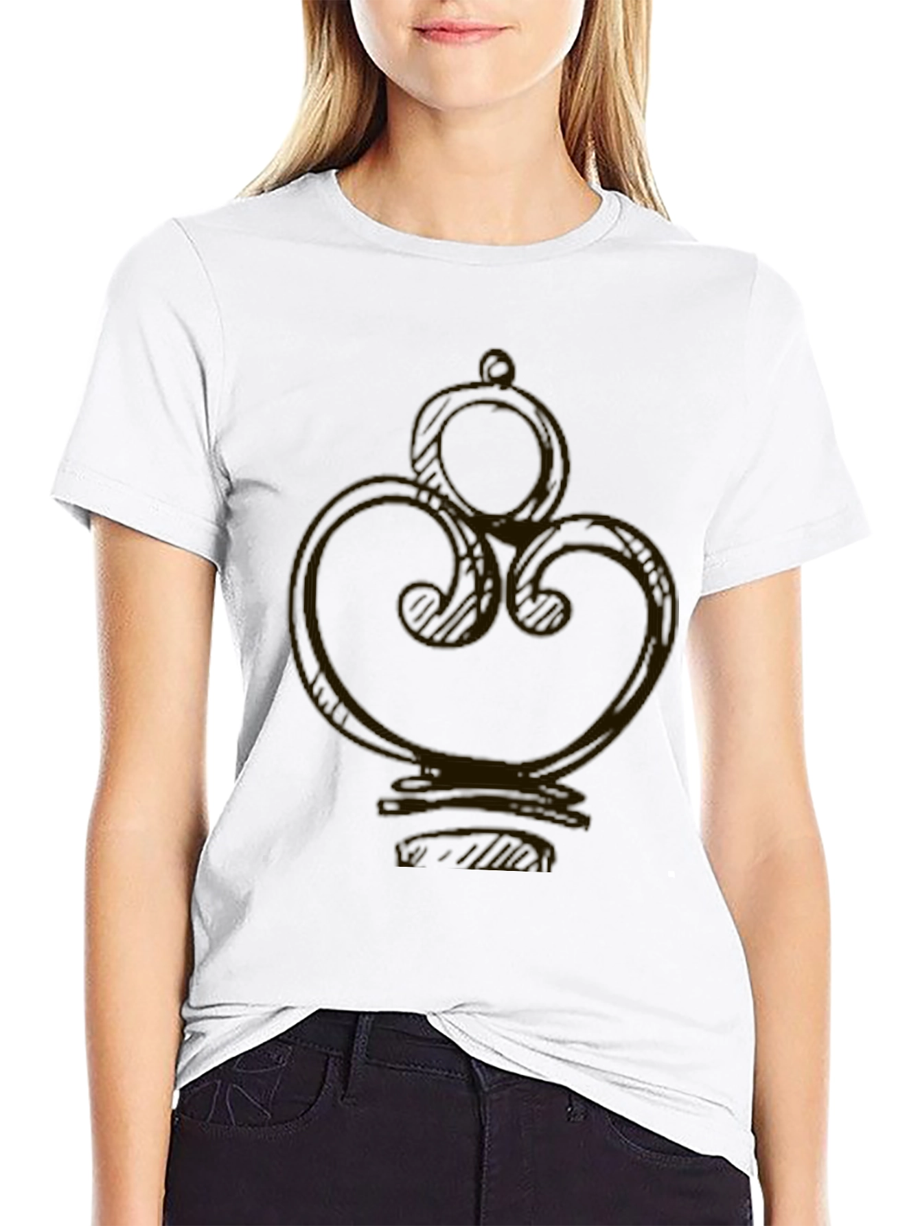 Elegant Swirl Graphic Black T-Shirt