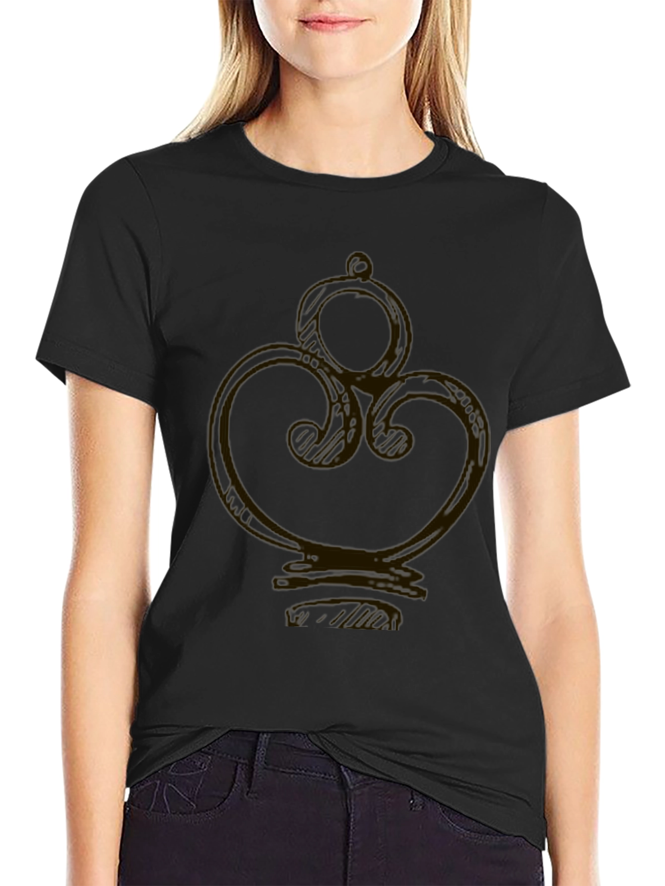 Elegant Swirl Graphic Black T-Shirt