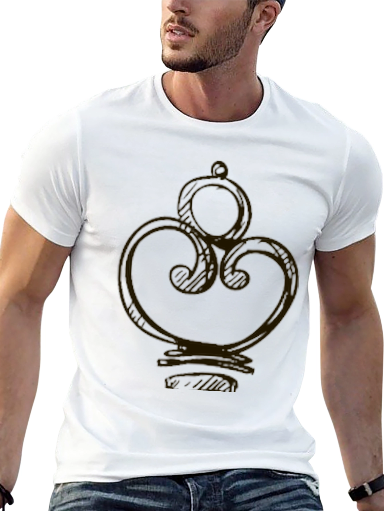 Elegant Swirl Graphic Black T-Shirt