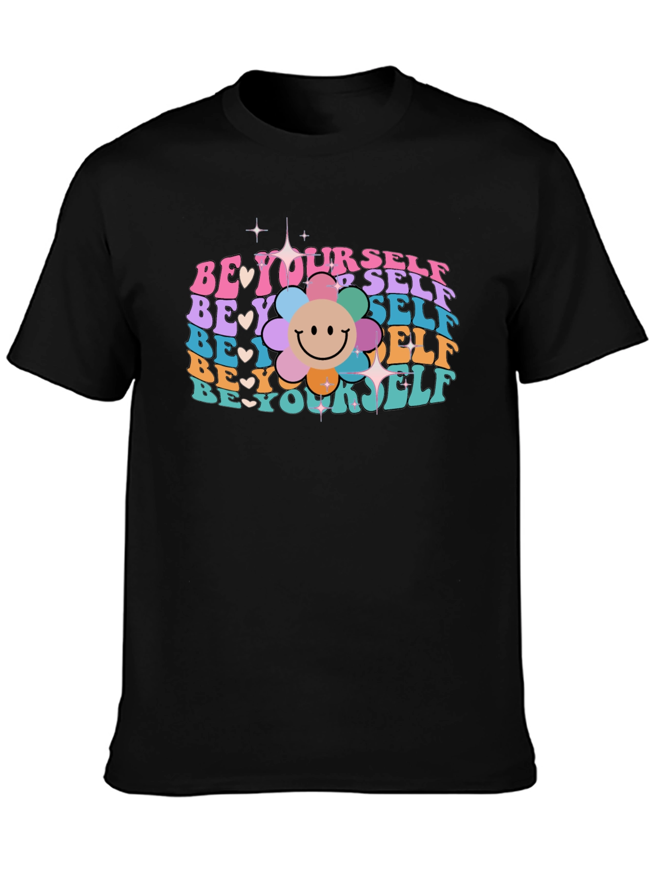 Be Yourself Graphic Tee - Retro Flower Power T-Shirt