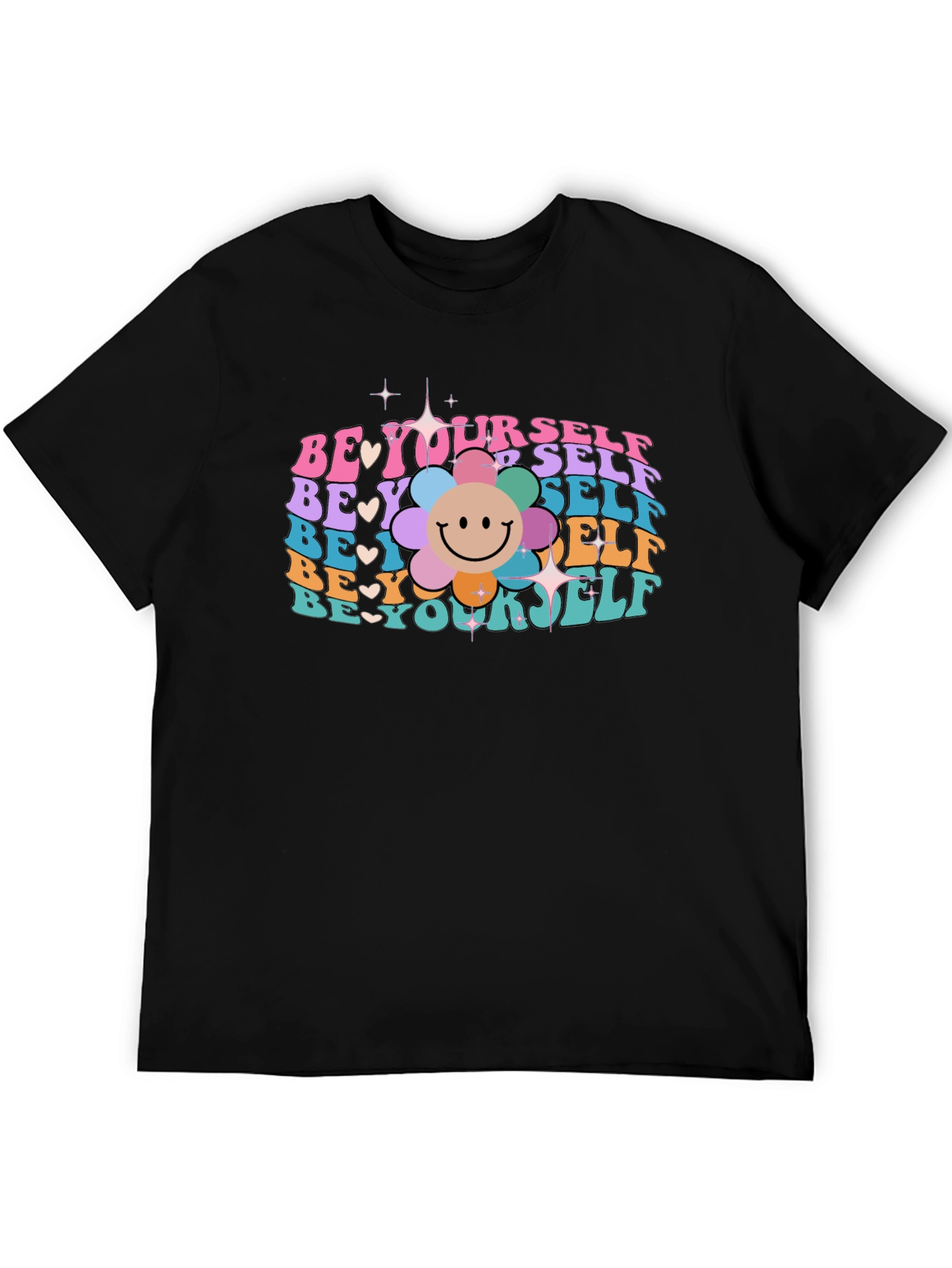 Be Yourself Graphic Tee - Retro Flower Power T-Shirt
