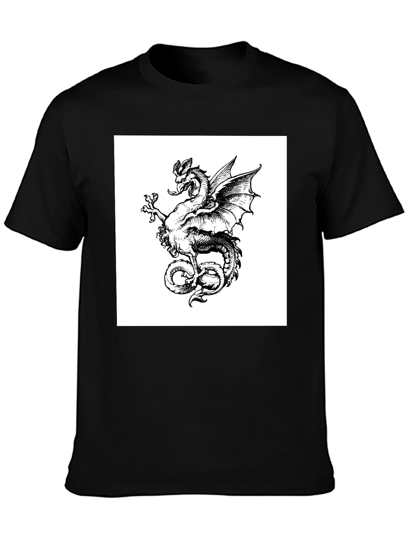 Dragon Graphic Tee - Mens Black Cotton T-Shirt