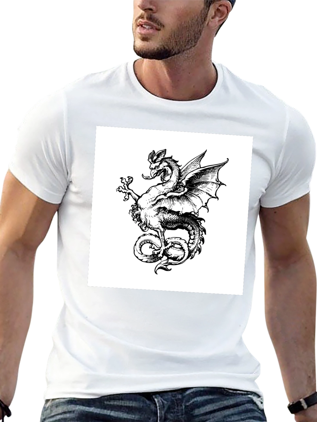 Dragon Graphic Tee - Mens Black Cotton T-Shirt