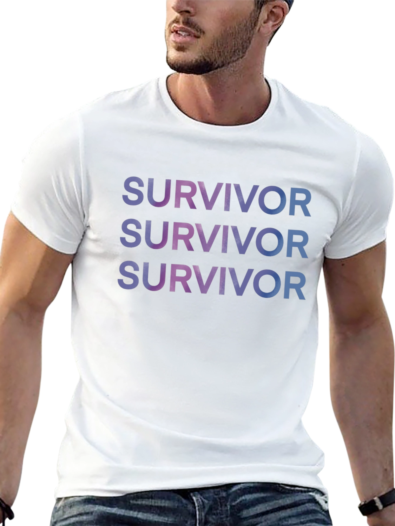 Survivor Gradient Print Black T-Shirt