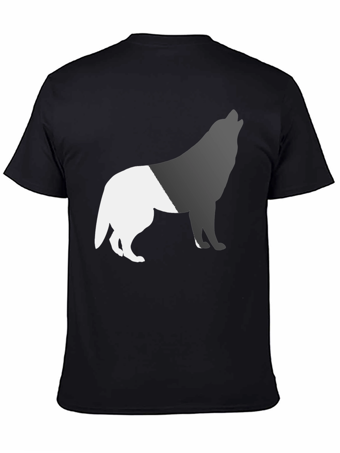 Two-Tone Wolf Graphic Tee - Black Cotton Blend
