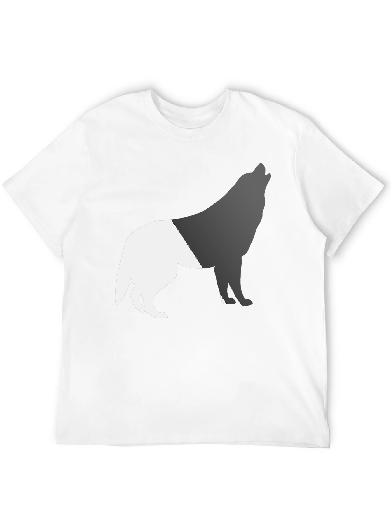 Two-Tone Wolf Graphic Tee - Black Cotton Blend