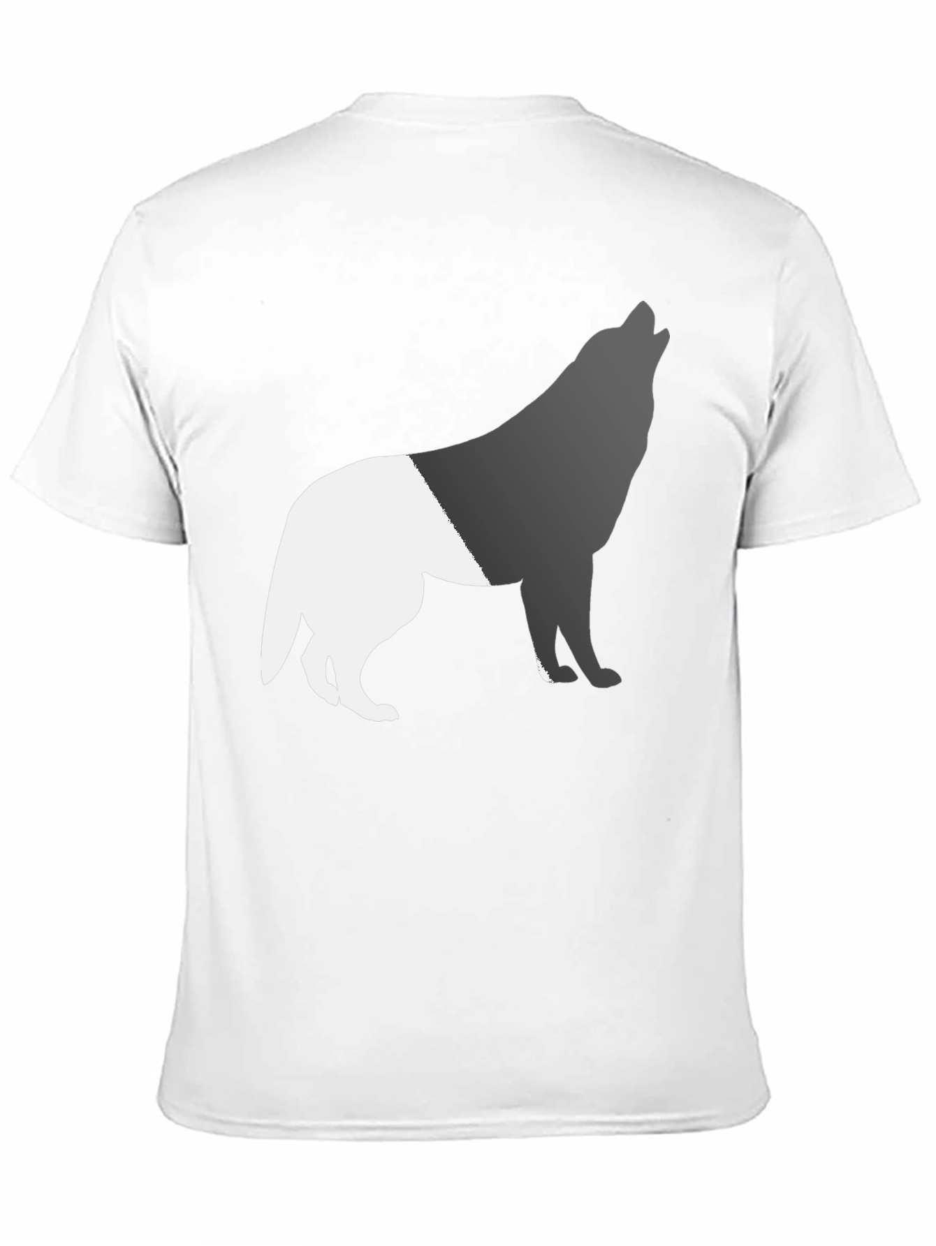 Two-Tone Wolf Graphic Tee - Black Cotton Blend