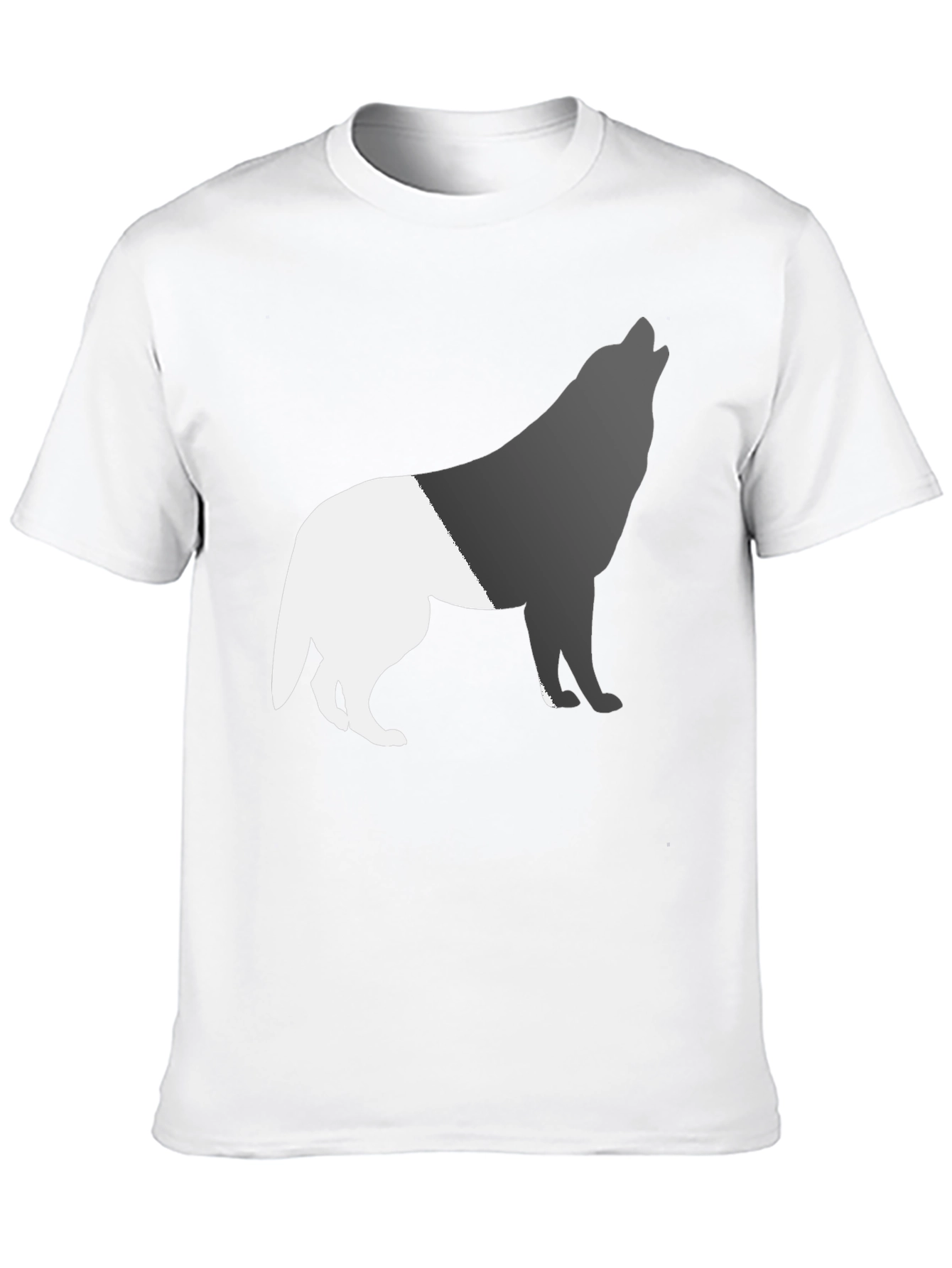 Two-Tone Wolf Graphic Tee - Black Cotton Blend
