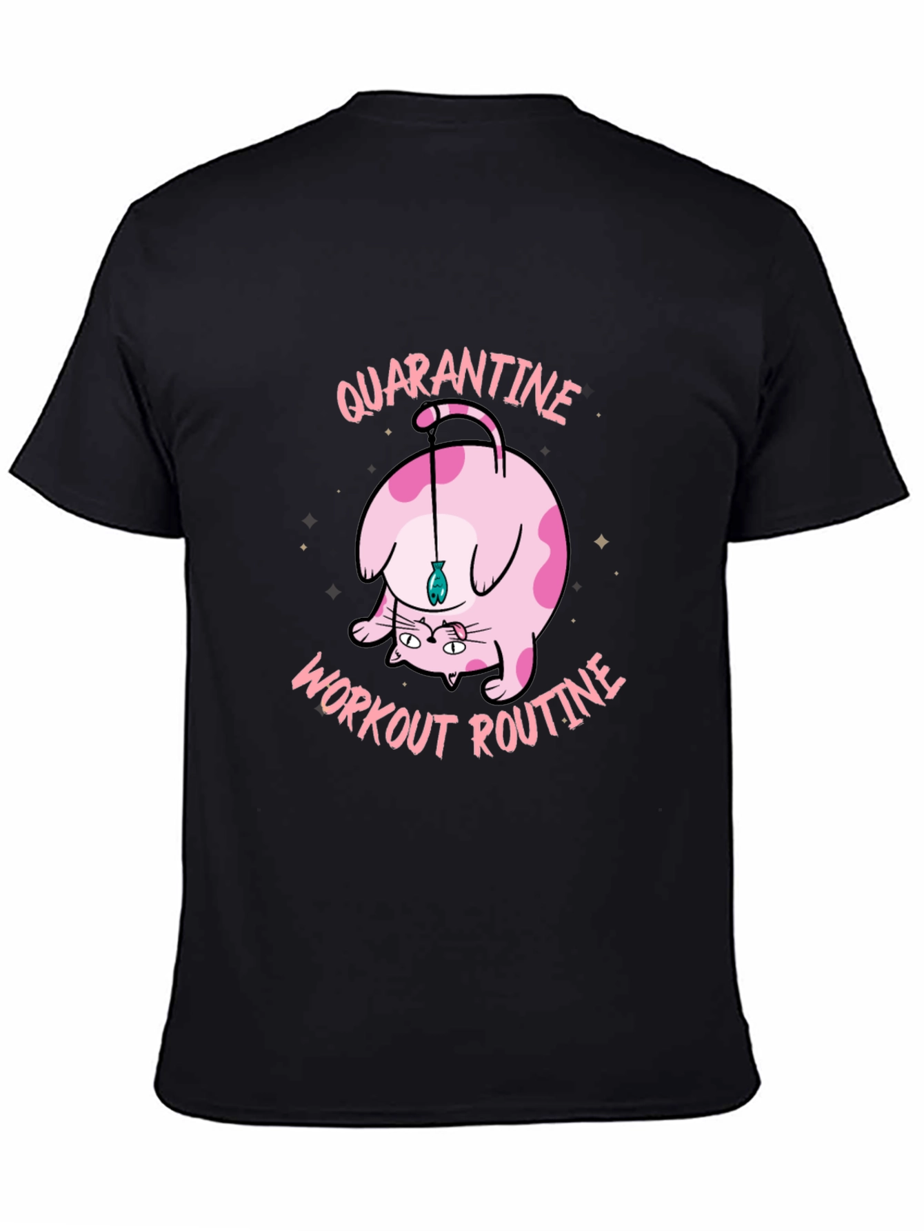 Quarantine Workout Routine Cat Graphic T-Shirt