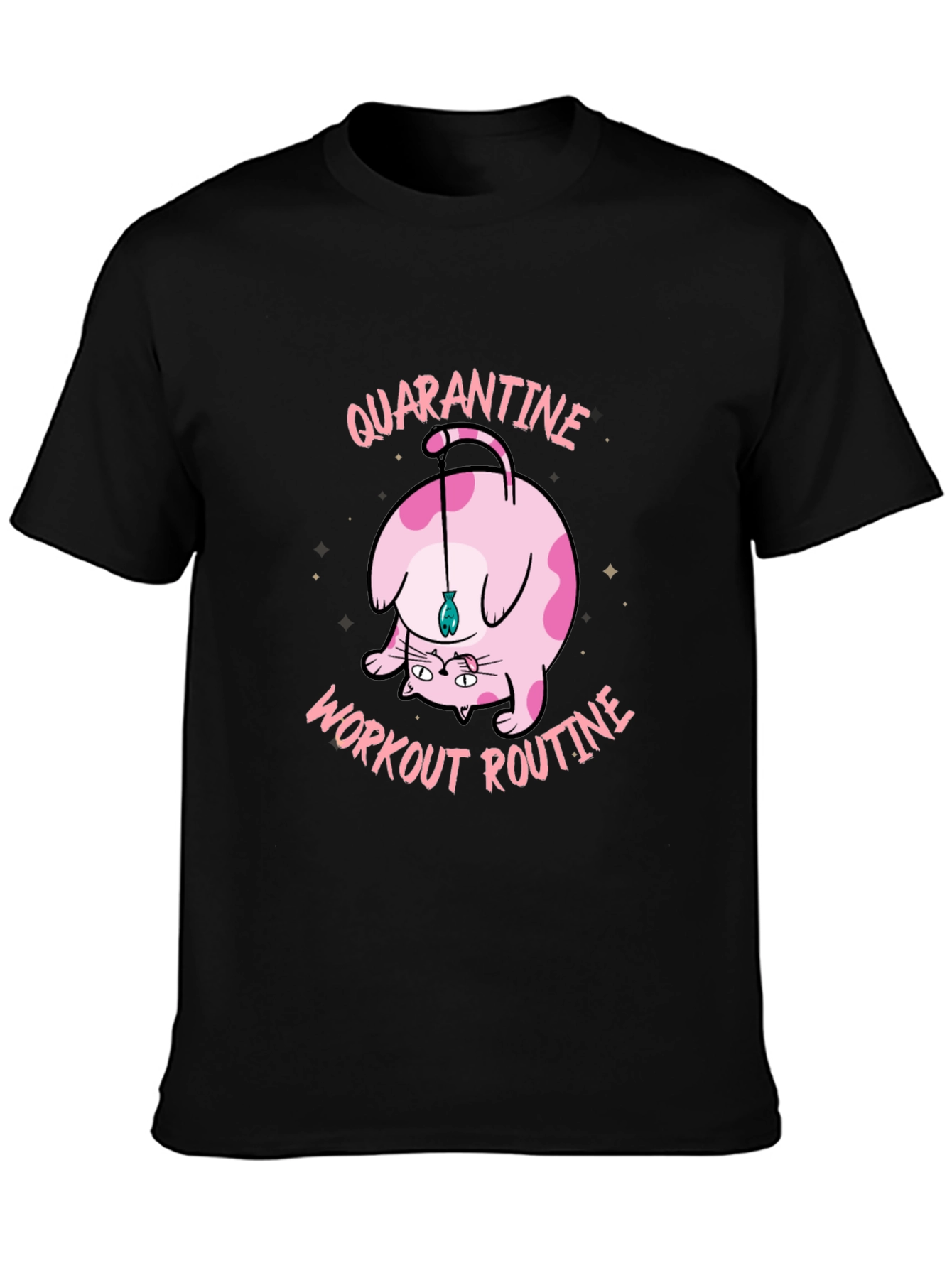 Quarantine Workout Routine Cat Graphic T-Shirt