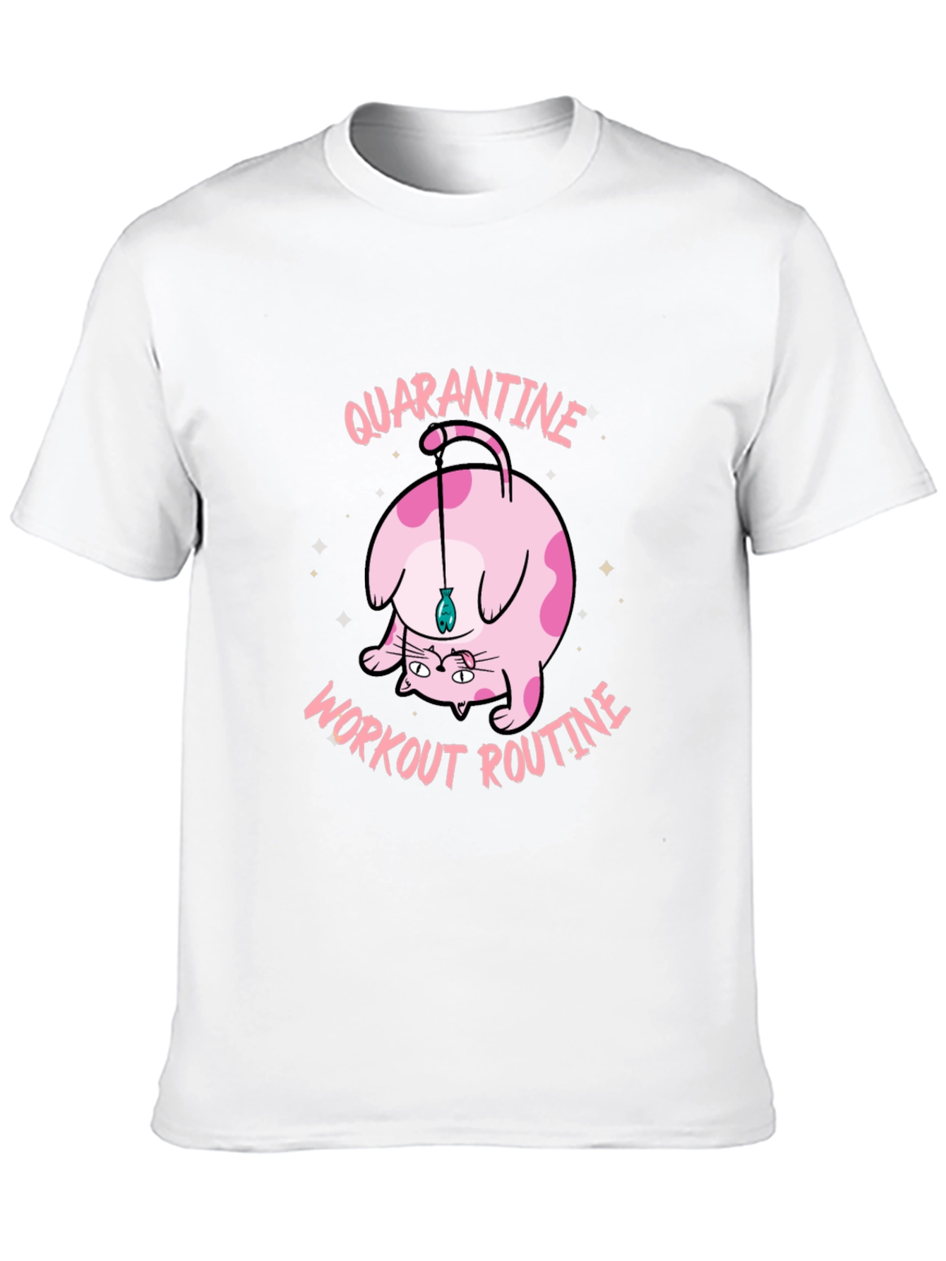Quarantine Workout Routine Cat Graphic T-Shirt