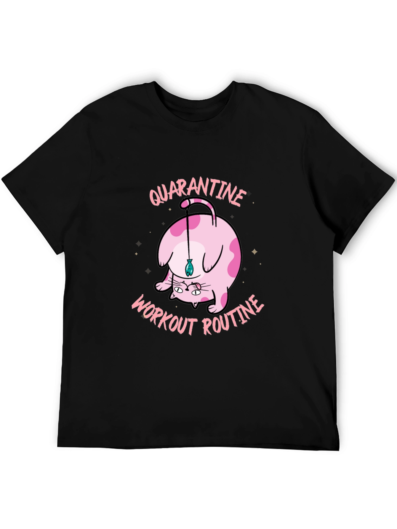 Quarantine Workout Routine Cat Graphic T-Shirt